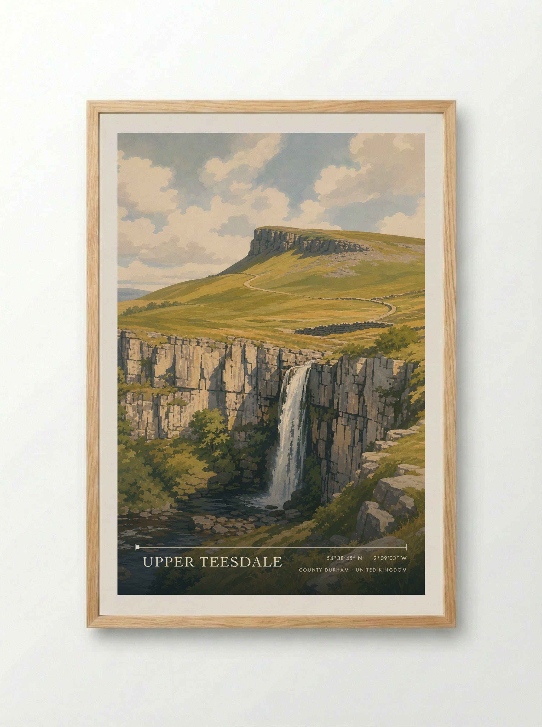 Upper Teesdale County Durham United Kingdom Travel Poster - Framed Print Wood