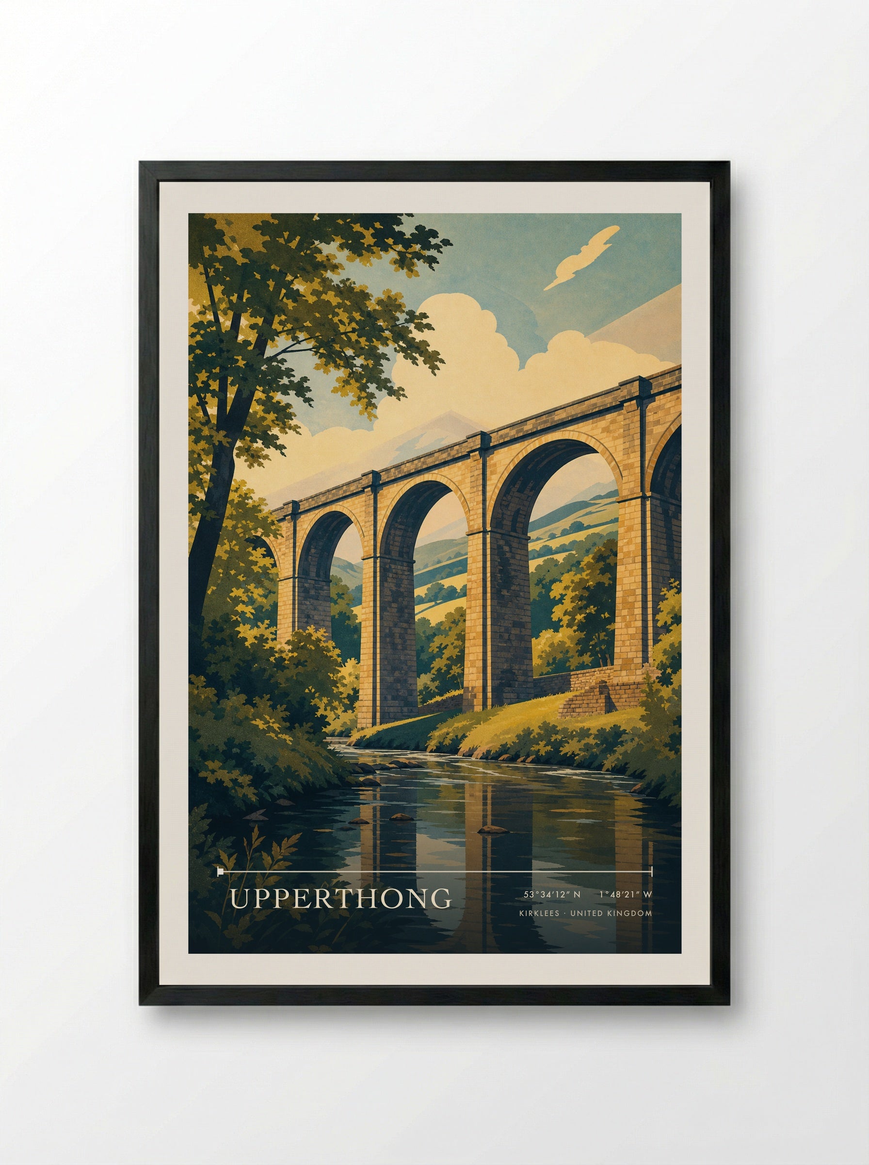Upperthong Kirklees United Kingdom Travel Poster - Framed Print Black