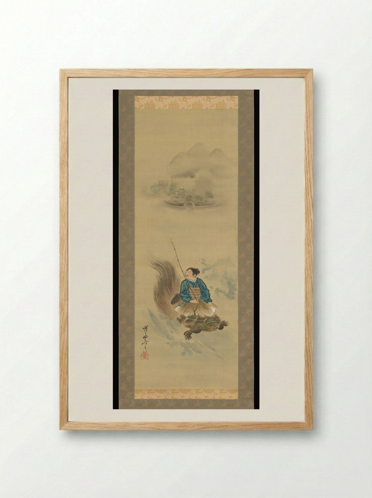 Urashima Tarō Riding on a Tortoise - Kawanabe Kyōsai - Framed Print Wood