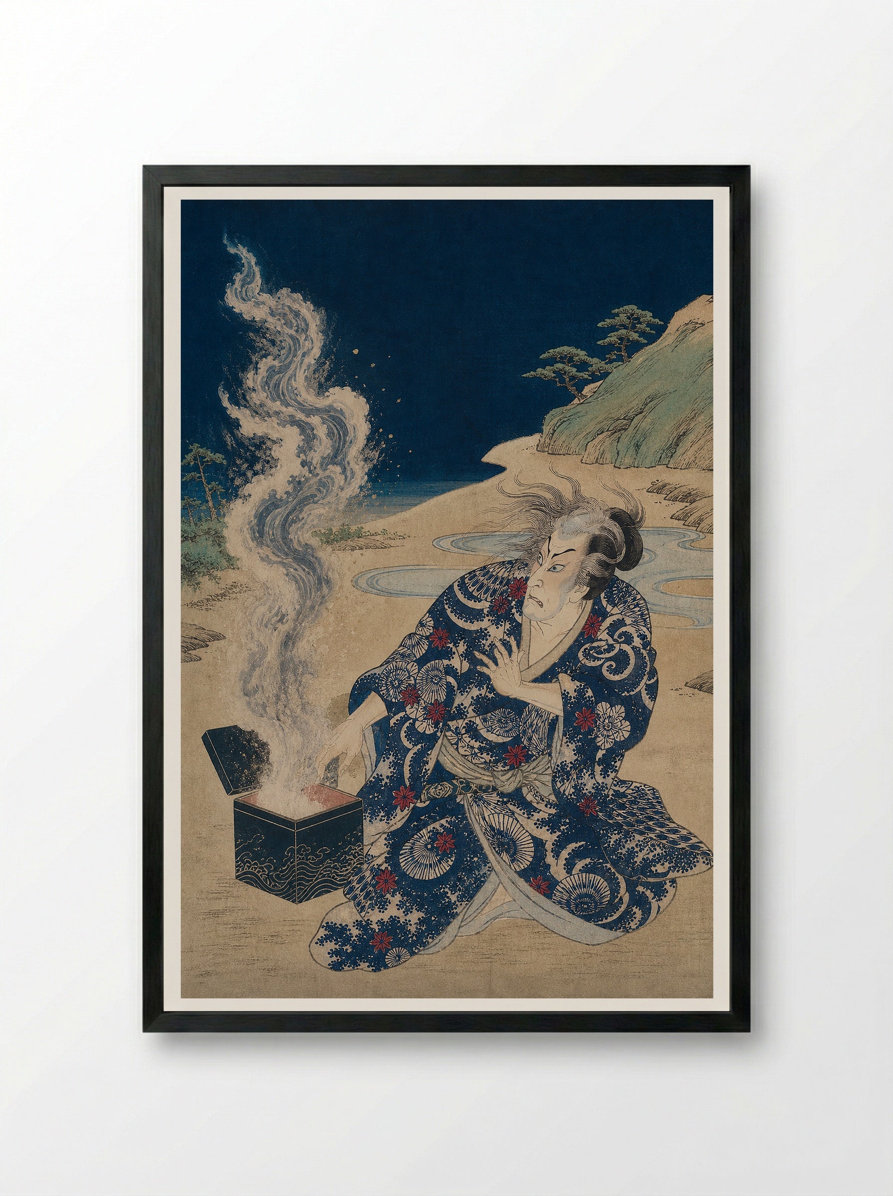 Urashima Taro Opens the Tamatebako - Framed Print Black