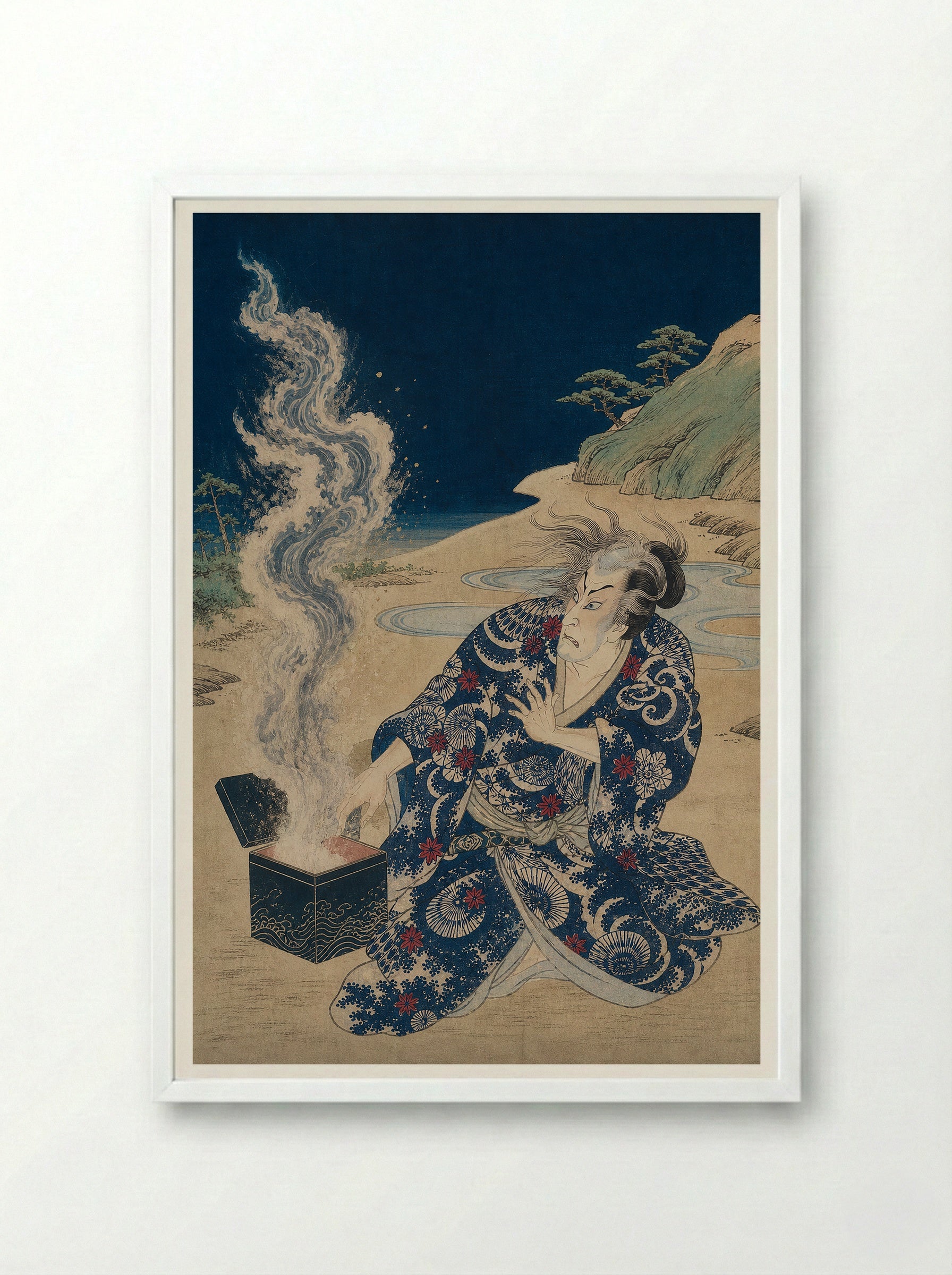 Urashima Taro Opens the Tamatebako - Framed Print White