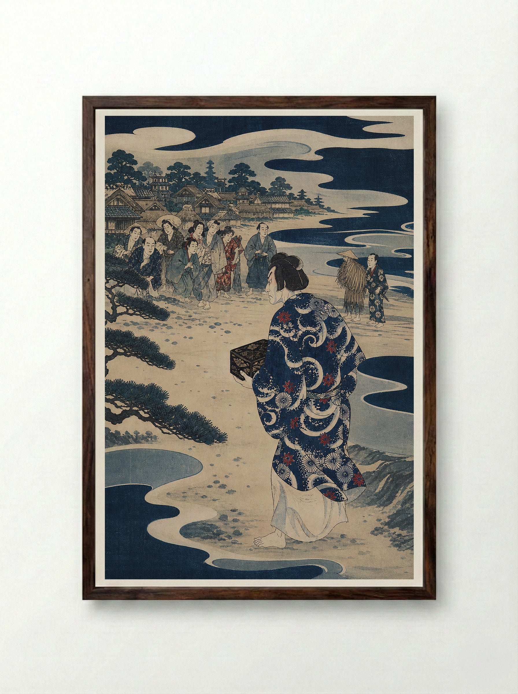 Urashima Taro Returns to an Unfamiliar Shore - Framed Print Dark Wood