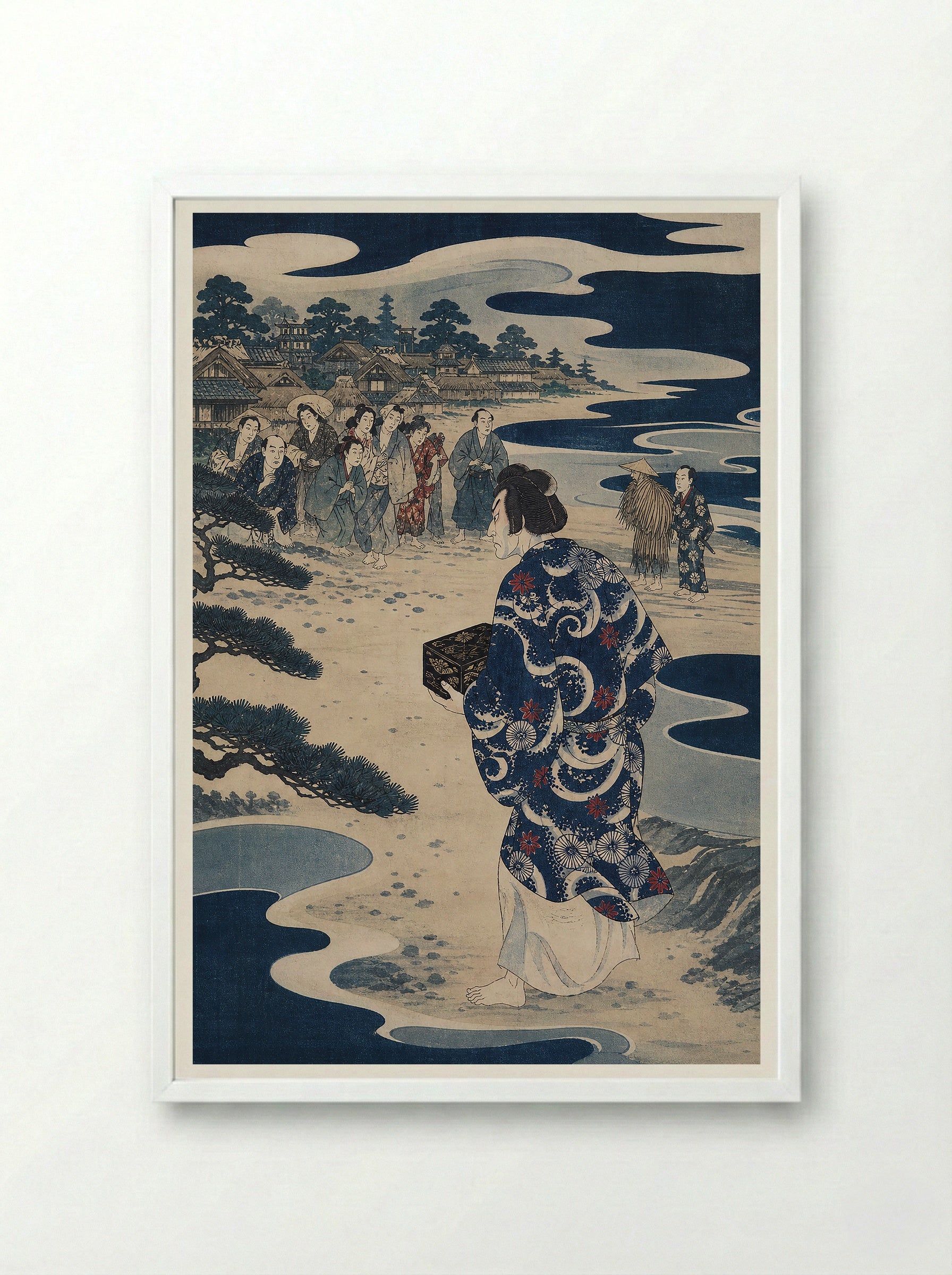 Urashima Taro Returns to an Unfamiliar Shore - Framed Print White