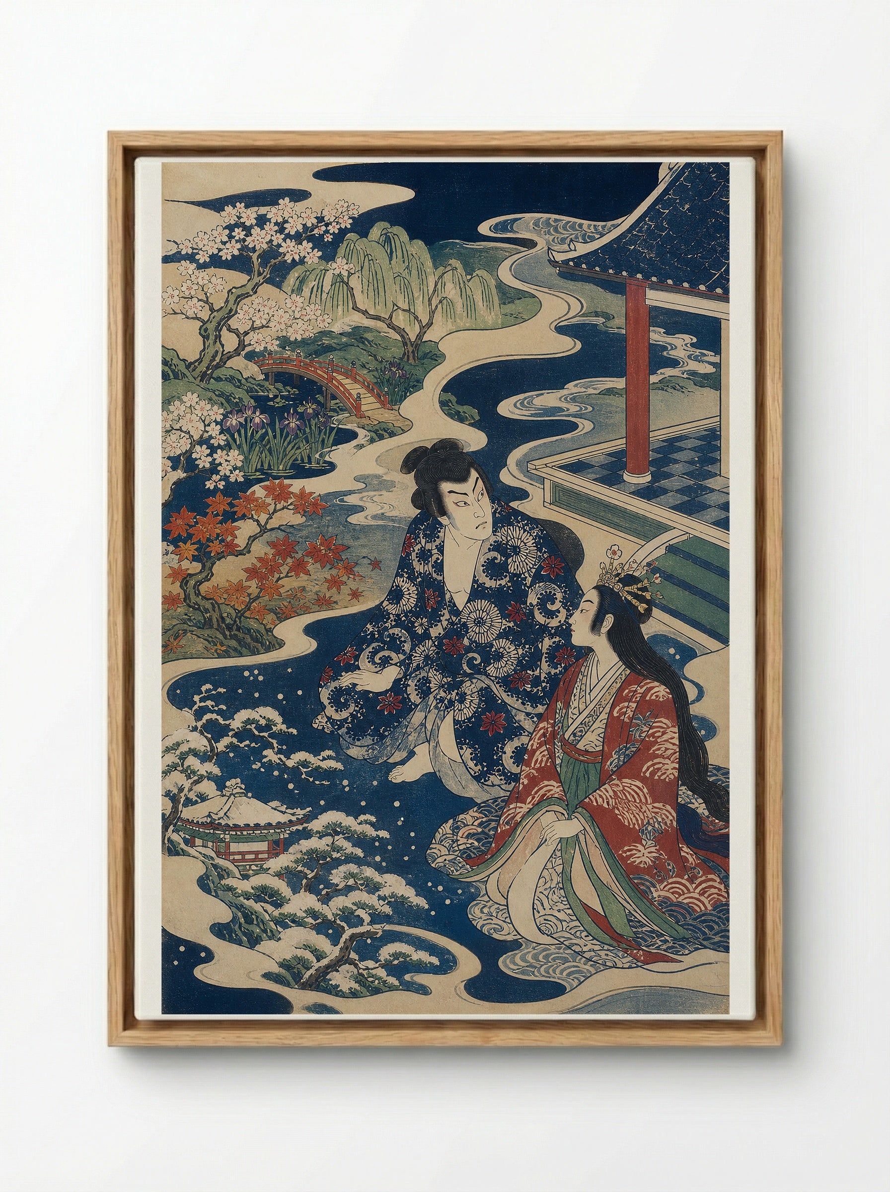 Urashima Taro and the Changing Seasons - Framed Canvas Wood