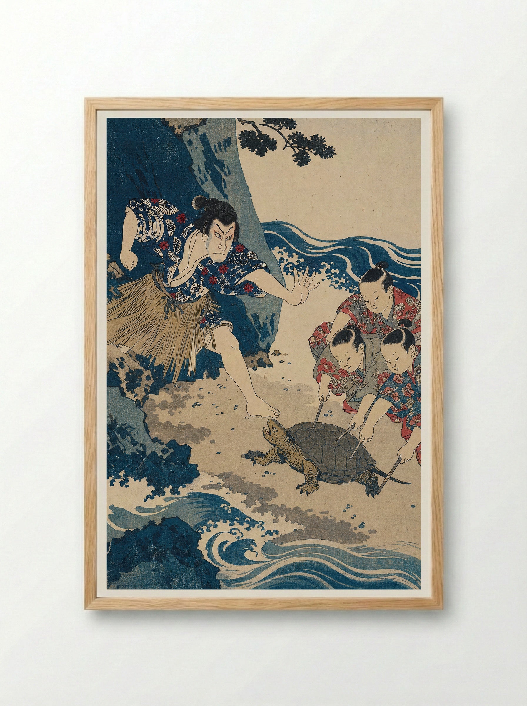 Urashima Taro and the Rescued Turtle - Framed Print Wood