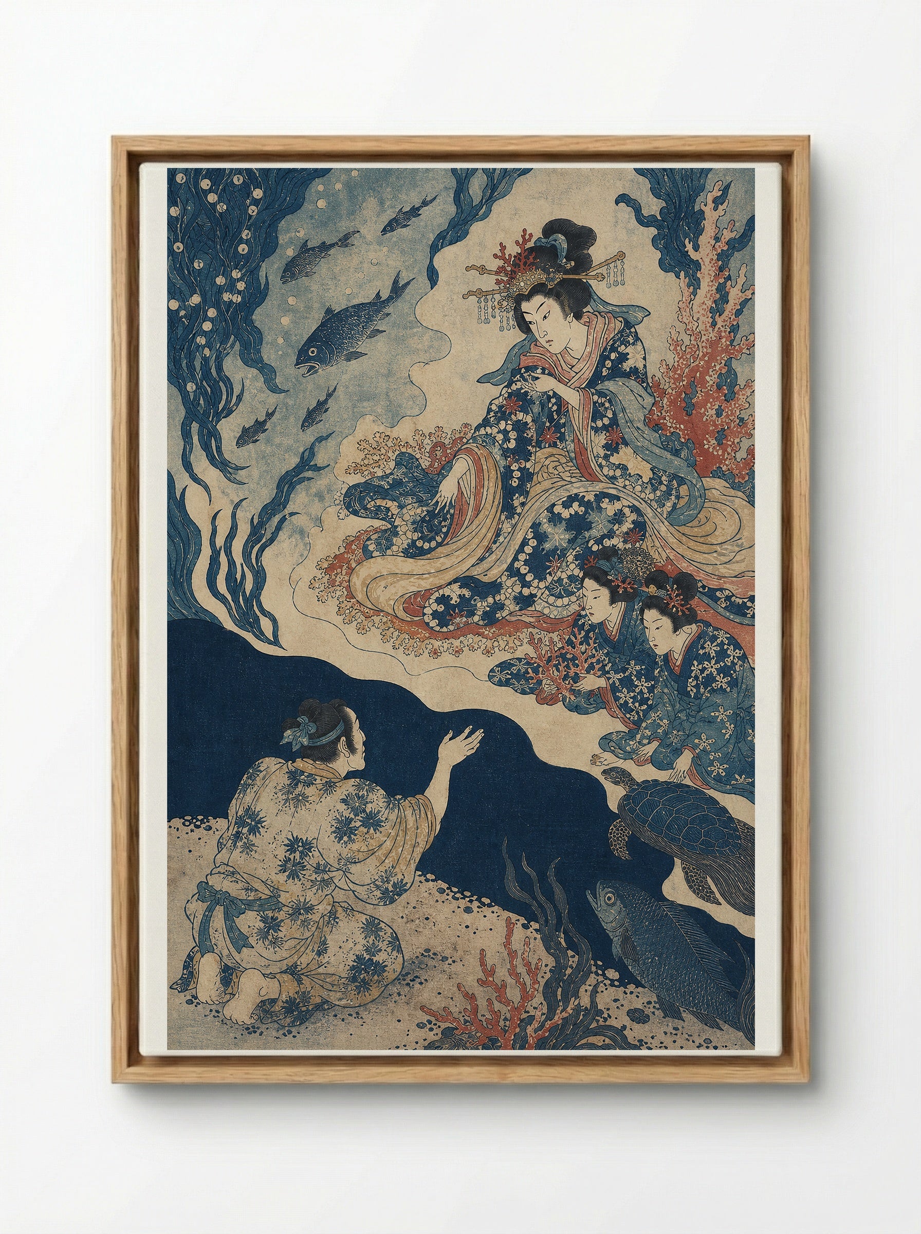 Urashima Taro at the Dragon Palace - Framed Canvas Wood