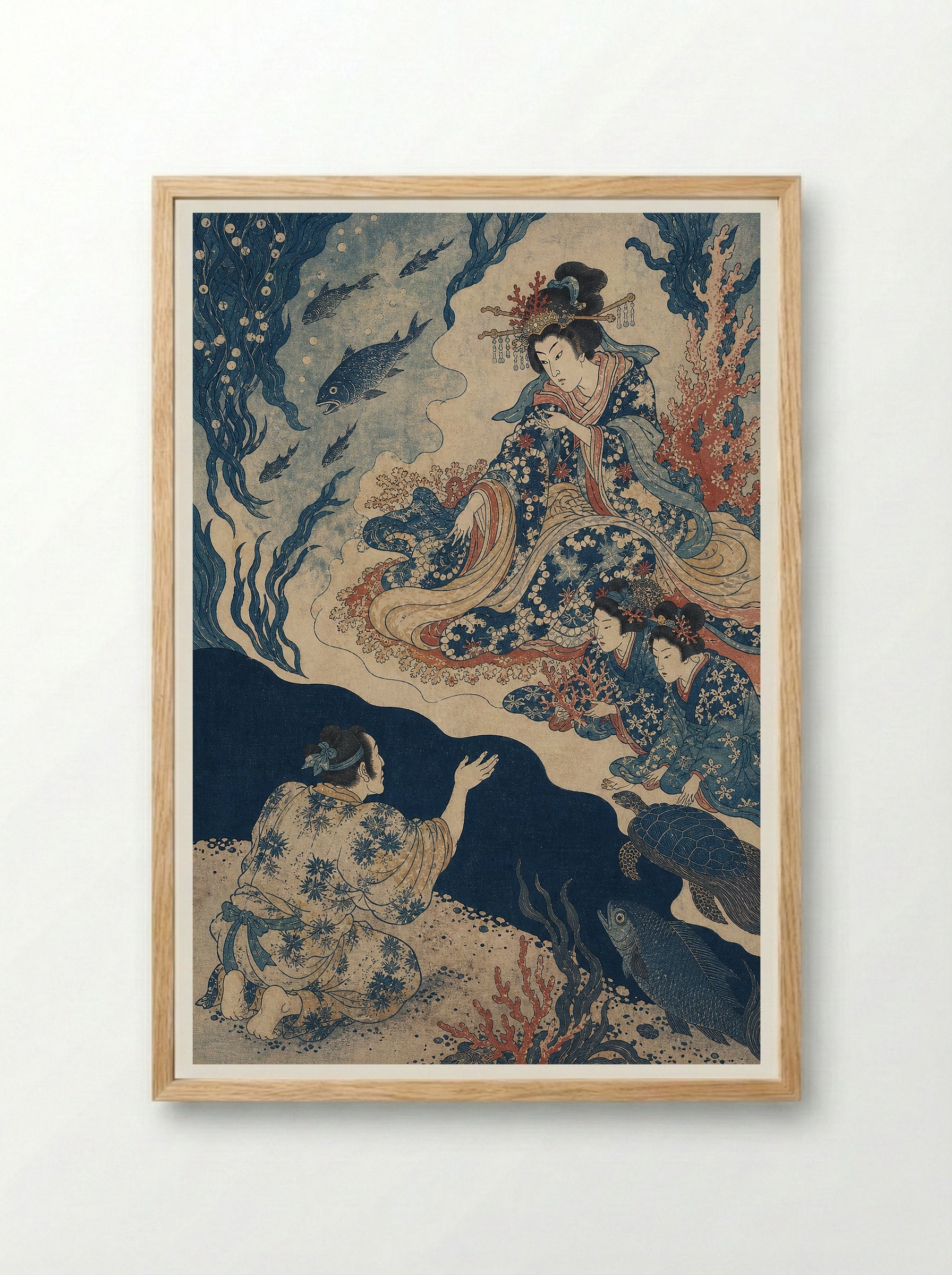 Urashima Taro at the Dragon Palace - Framed Print Wood
