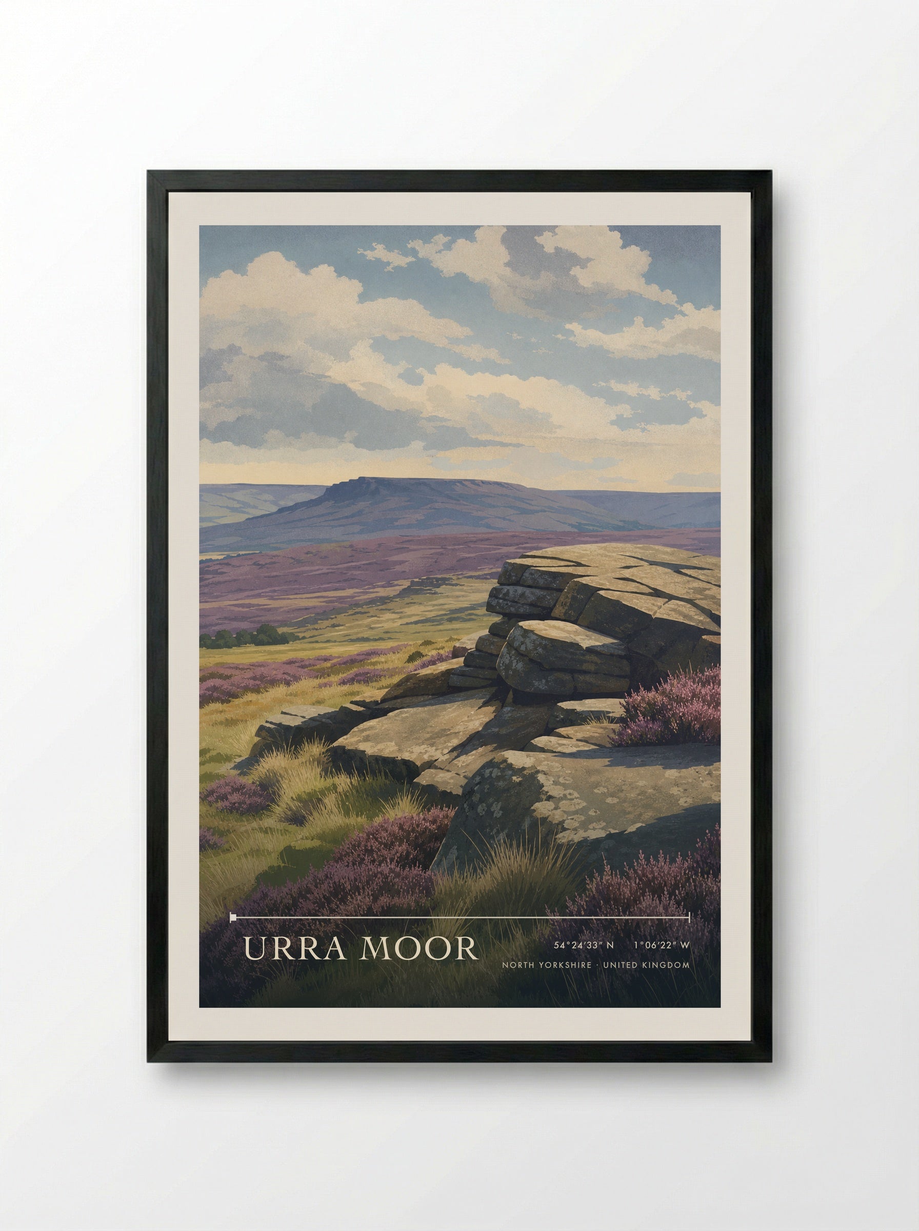 Urra Moor North Yorkshire United Kingdom Travel Poster - Framed Print Black