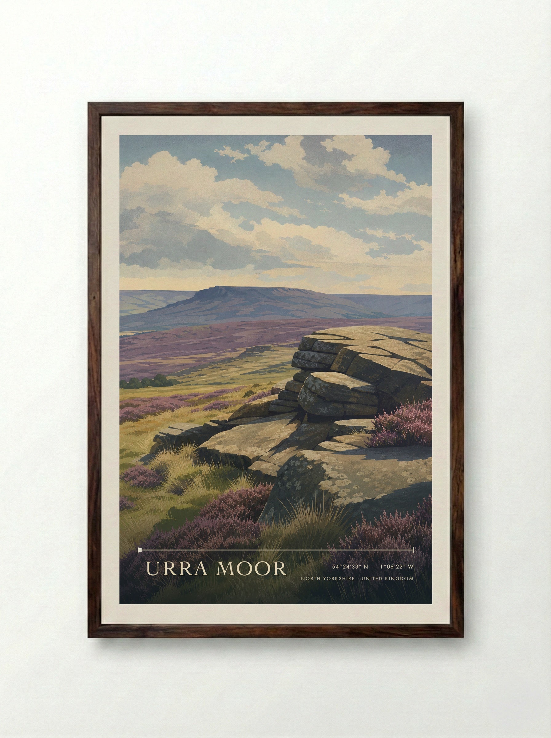 Urra Moor North Yorkshire United Kingdom Travel Poster - Framed Print Dark Wood