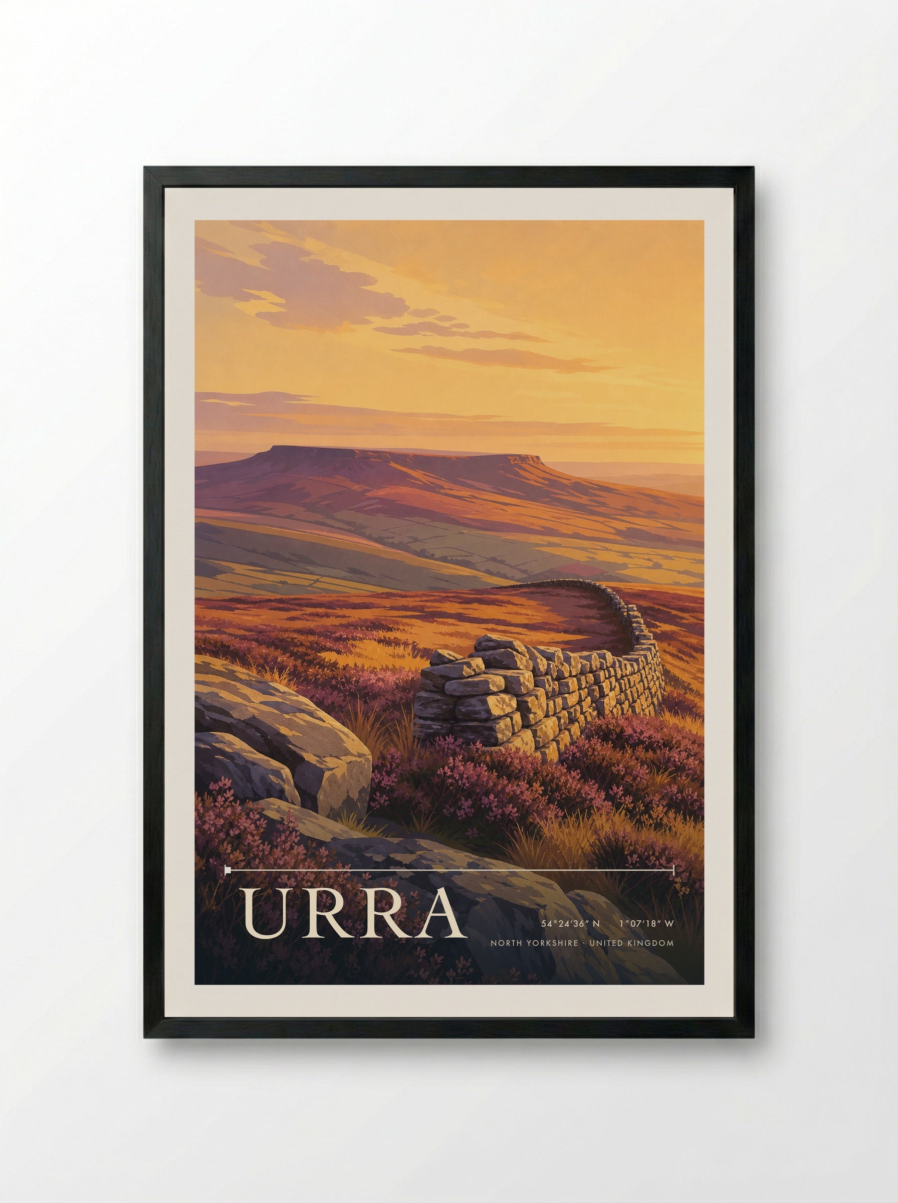 Urra North Yorkshire United Kingdom Travel Poster - Framed Print Black
