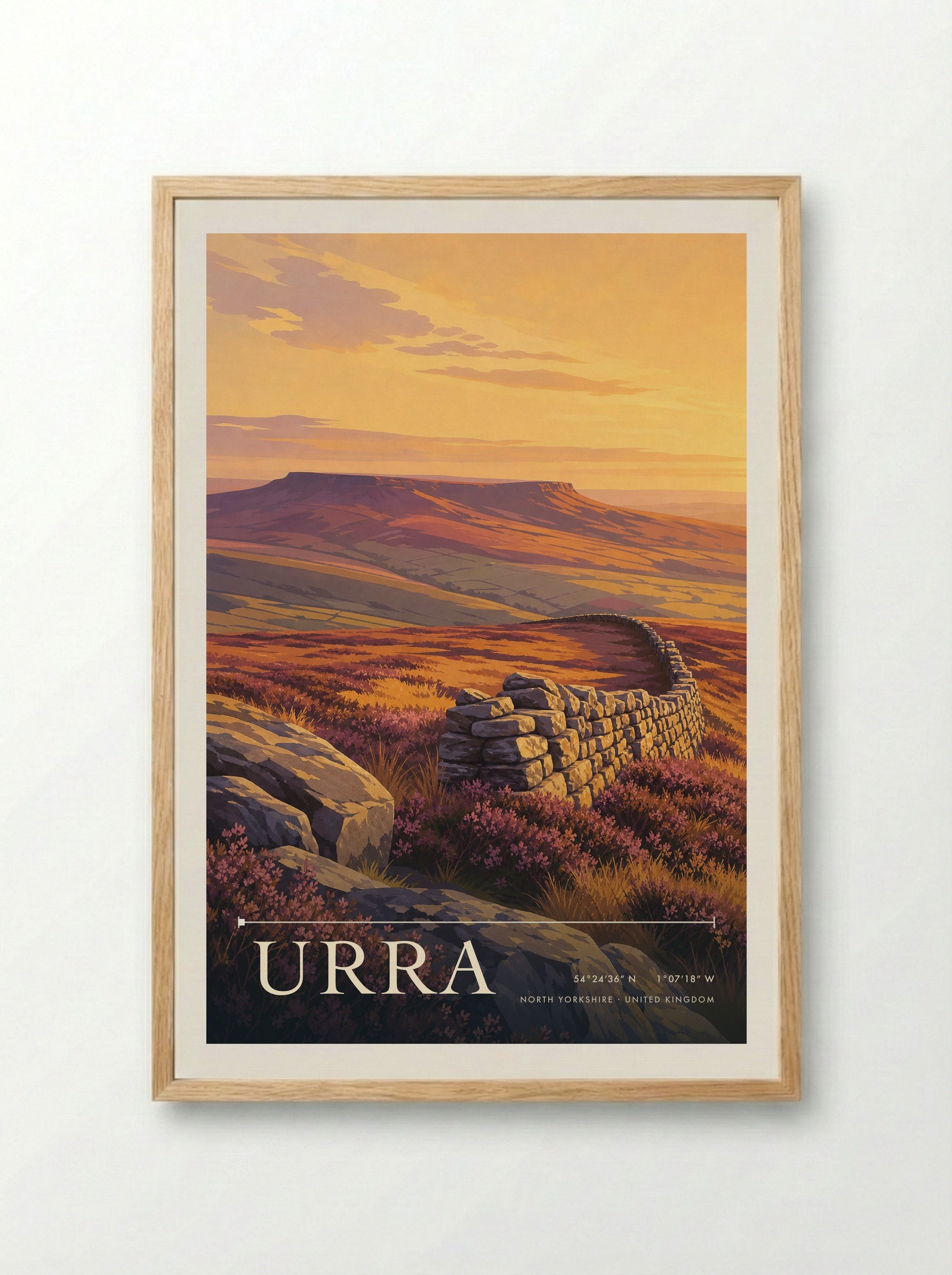 Urra North Yorkshire United Kingdom Travel Poster - Framed Print Wood
