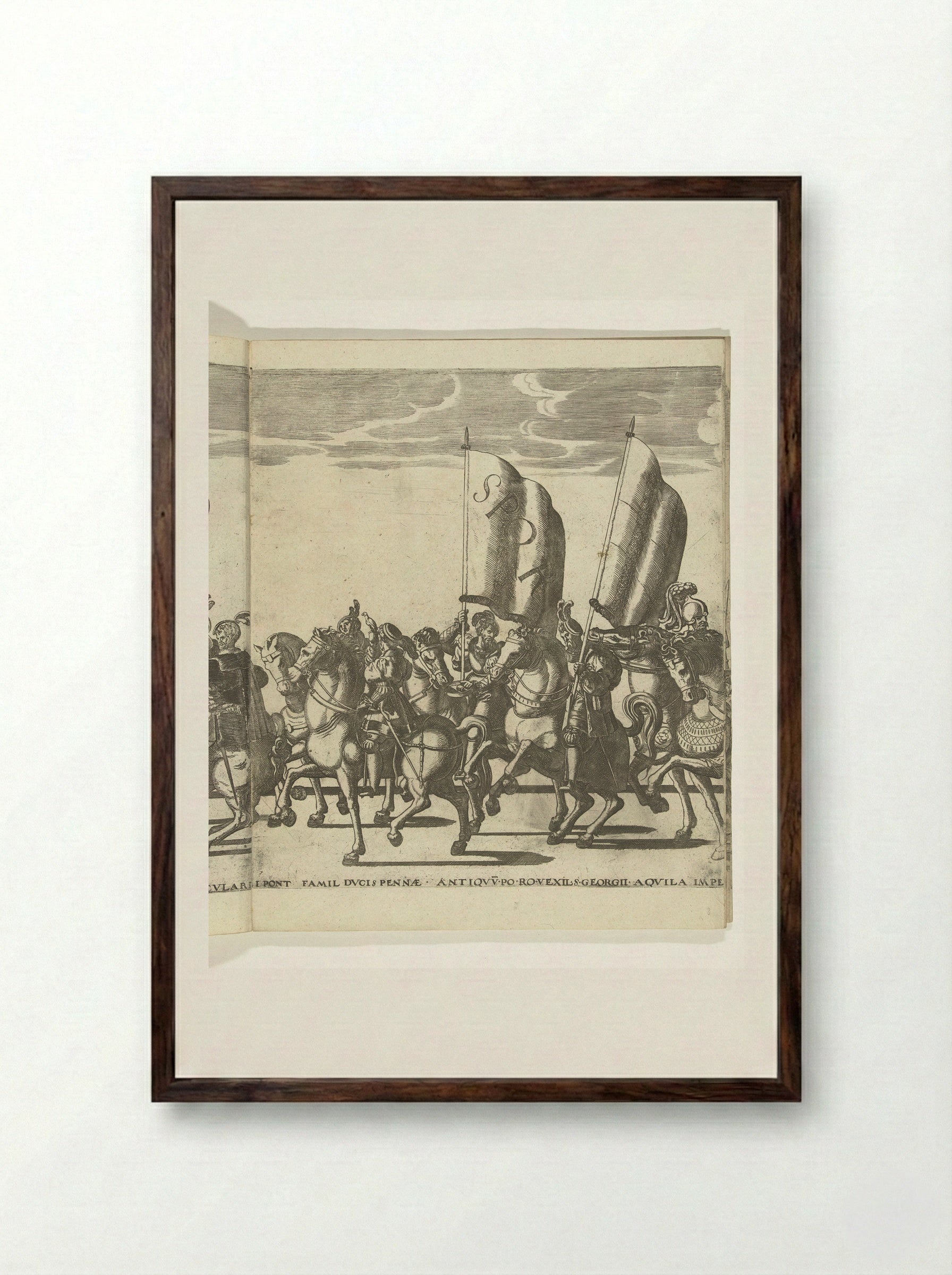 Vaandeldragers SPQR, plaat 7 - Nicolaas Hogenberg - Framed Print Dark Wood