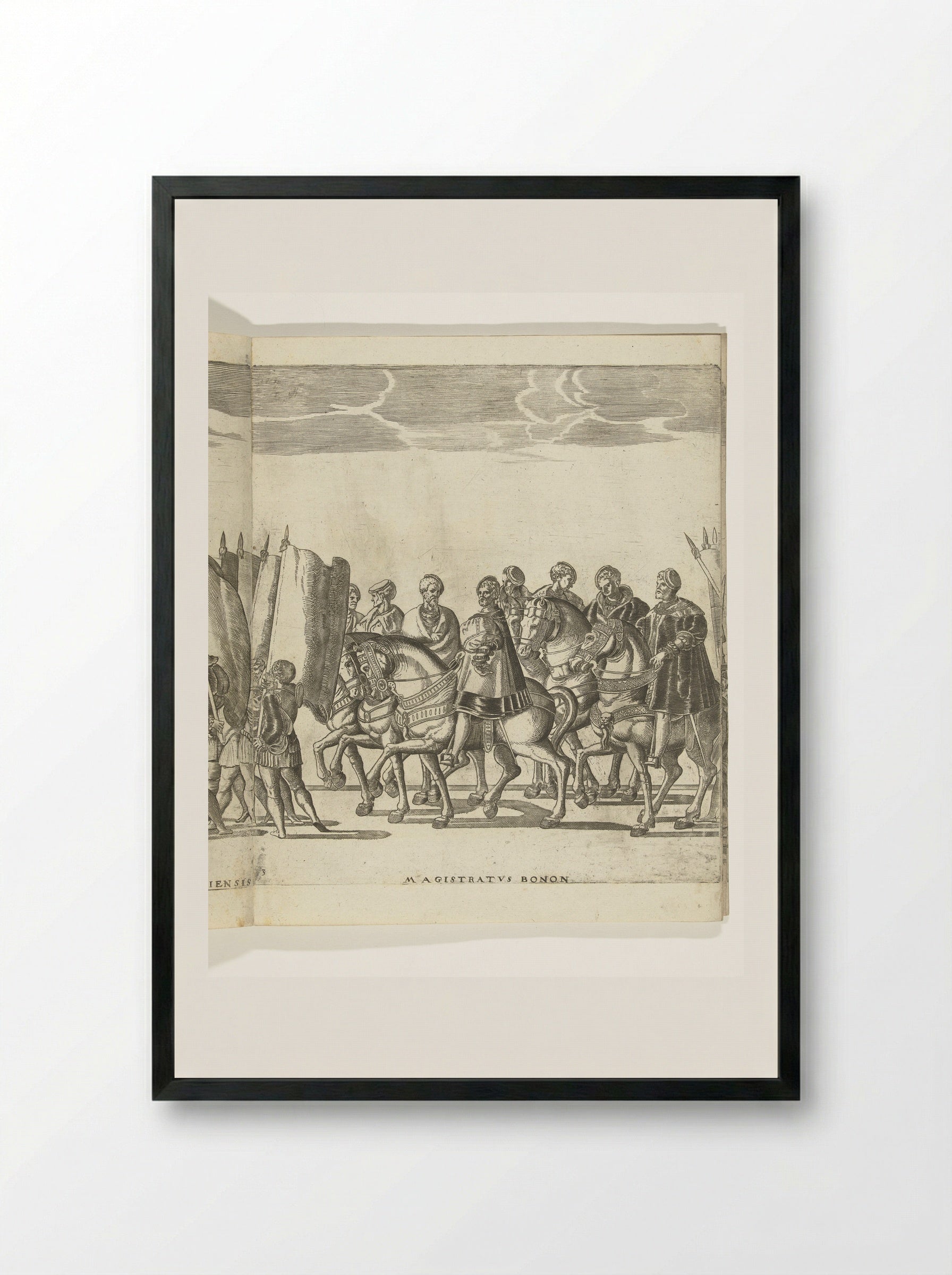 Vaandeldragers en magistraten, plaat 3 - Nicolaas Hogenberg - Framed Print Black