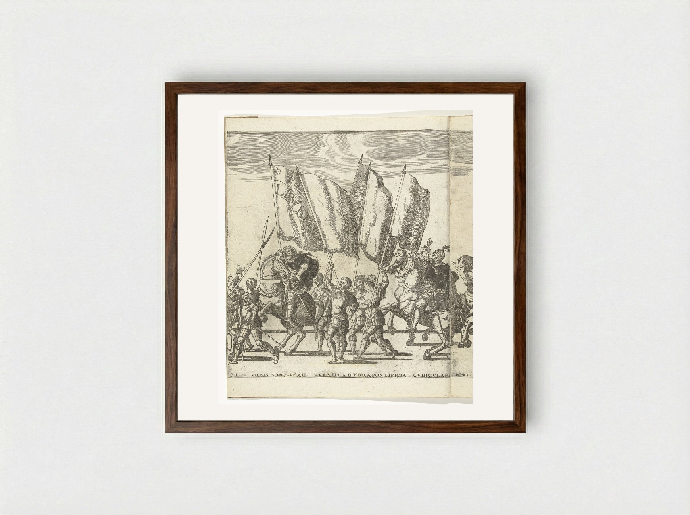 Vaandeldragers, plaat 6 - Nicolaas Hogenberg - Framed Print Dark Wood