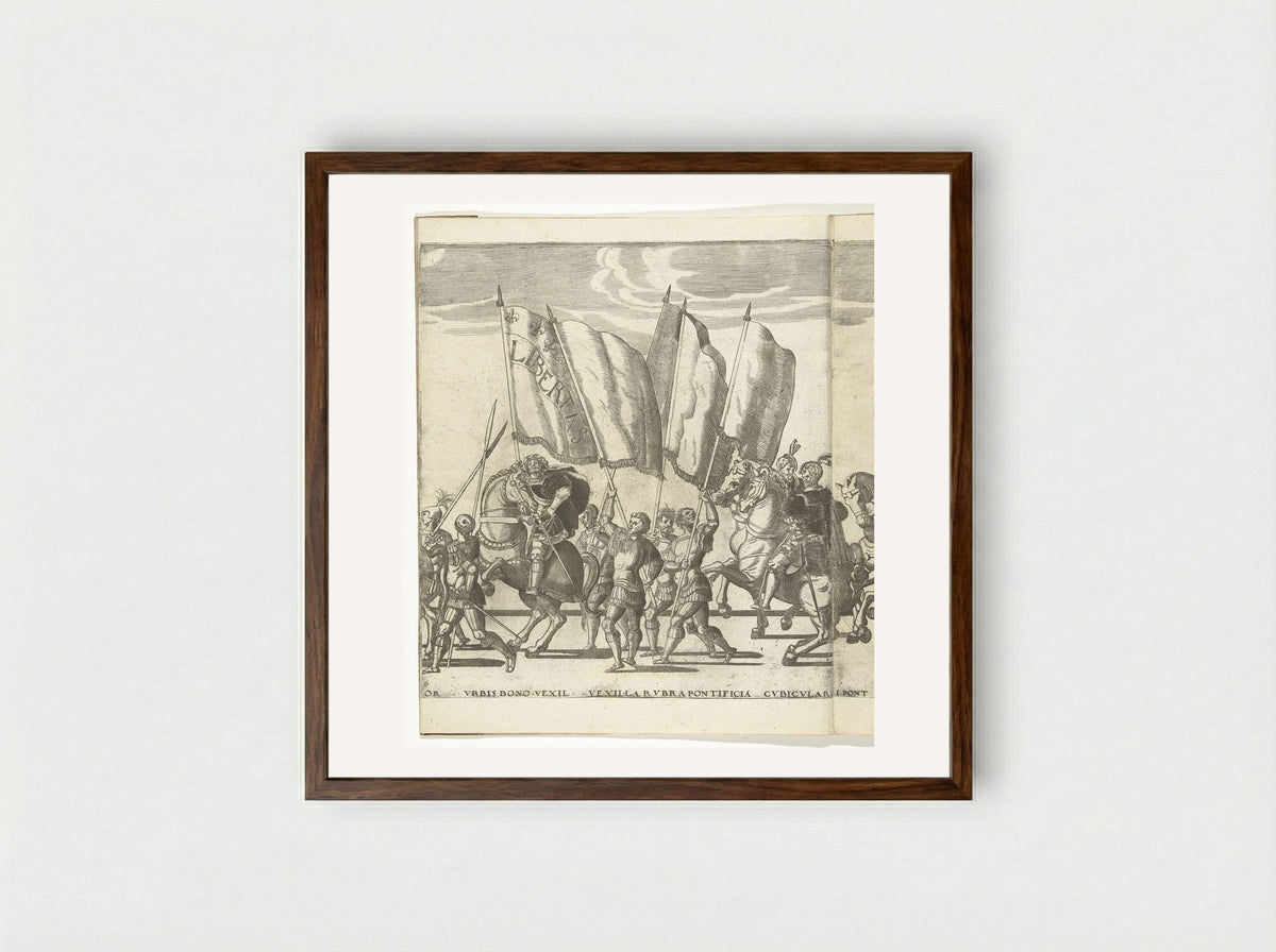 Vaandeldragers, plaat 6 - Nicolaas Hogenberg - Framed Print Dark Wood