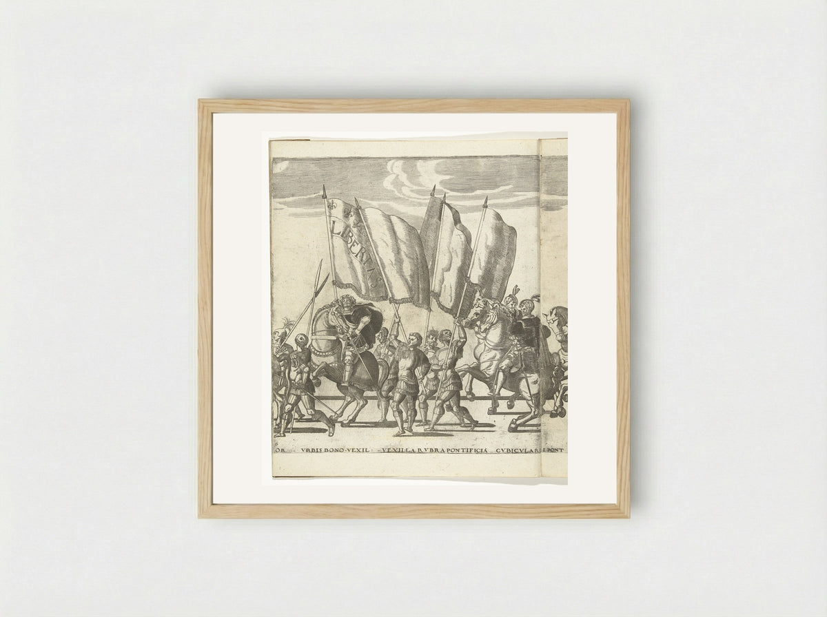 Vaandeldragers, plaat 6 - Nicolaas Hogenberg - Framed Print Wood