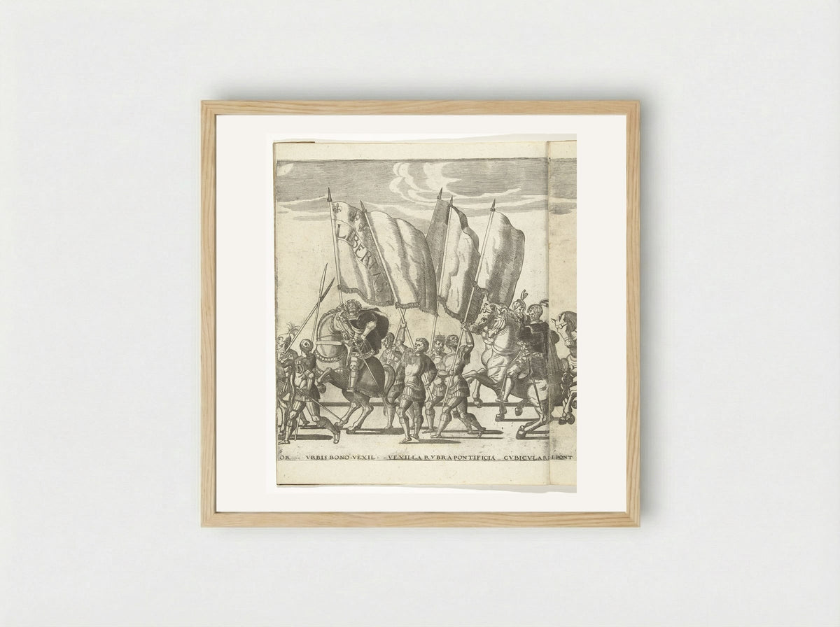 Vaandeldragers, plaat 6 - Nicolaas Hogenberg - Framed Print Wood
