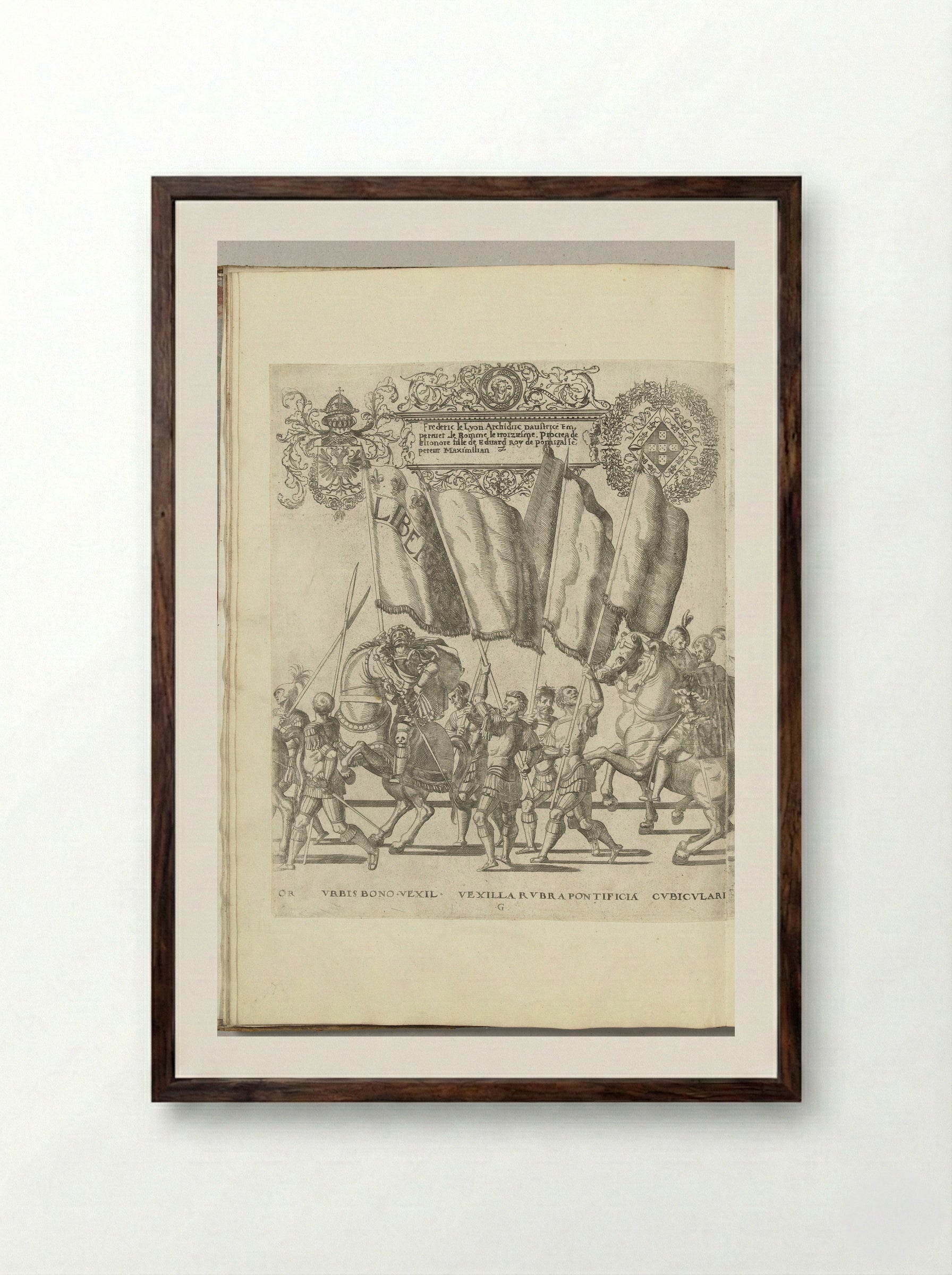 Vaandeldragers, plaat G - Nicolaas Hogenberg - Framed Print Dark Wood