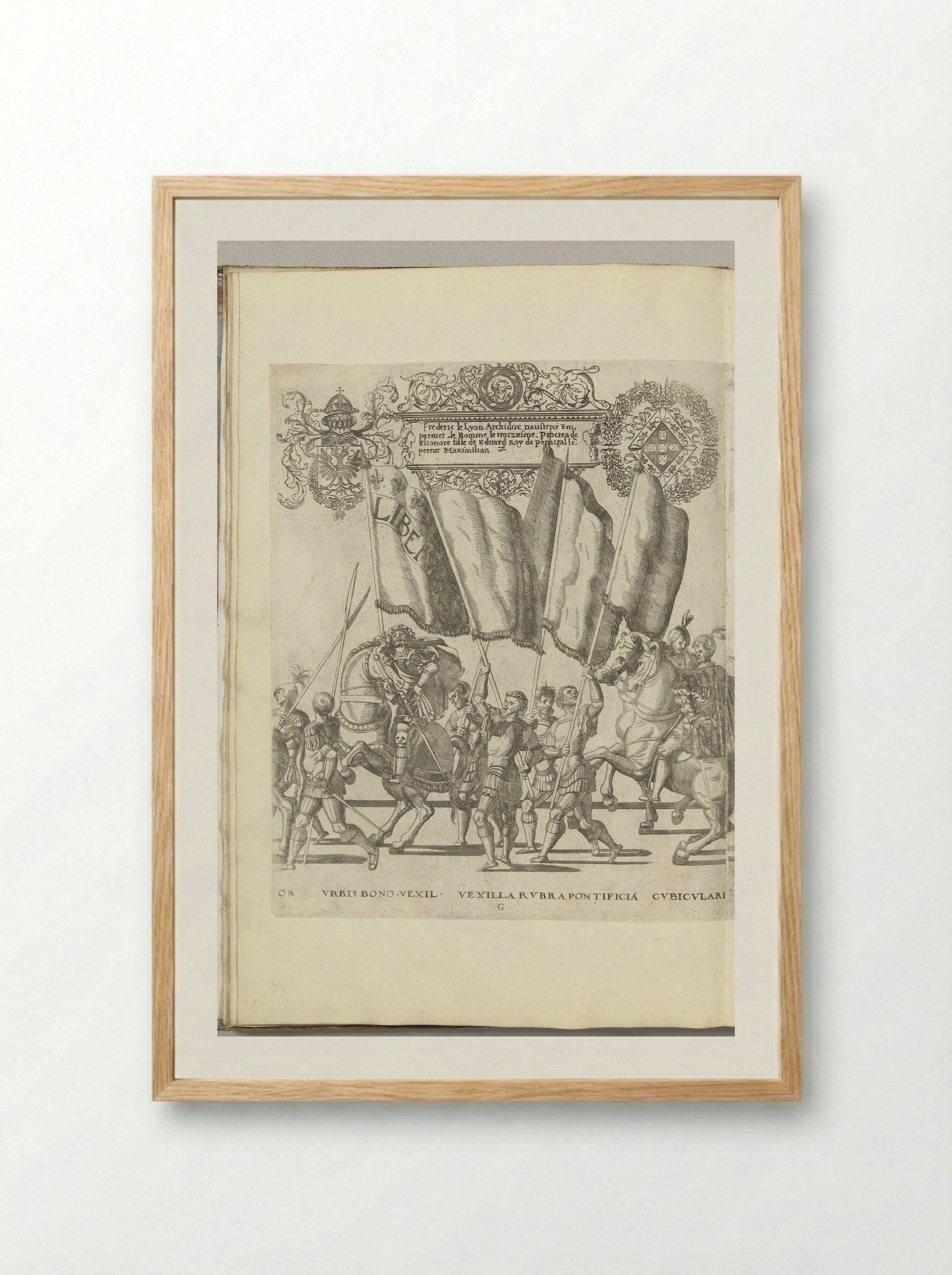 Vaandeldragers, plaat G - Nicolaas Hogenberg - Framed Print Wood