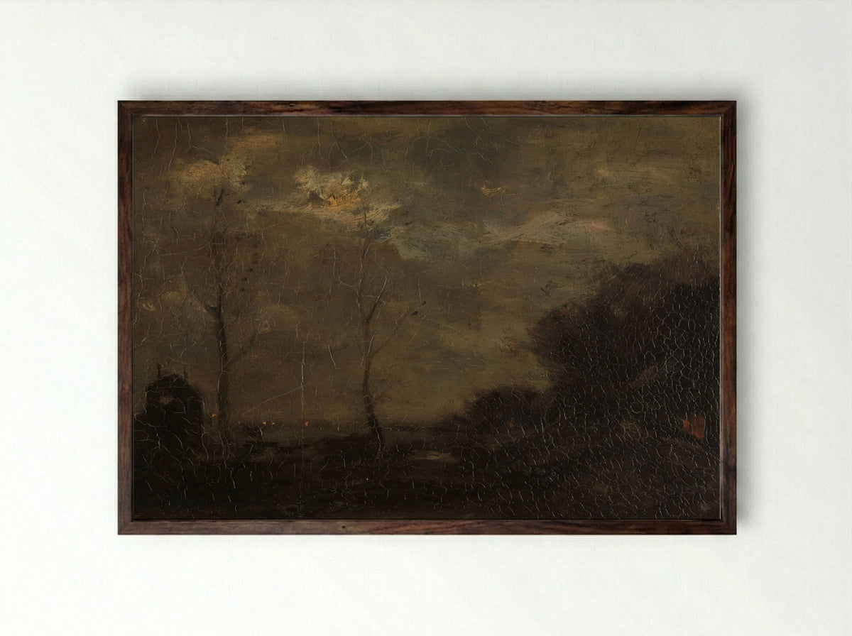 Vaart bij maanlicht - Jacob Maris - Framed Print Dark Wood