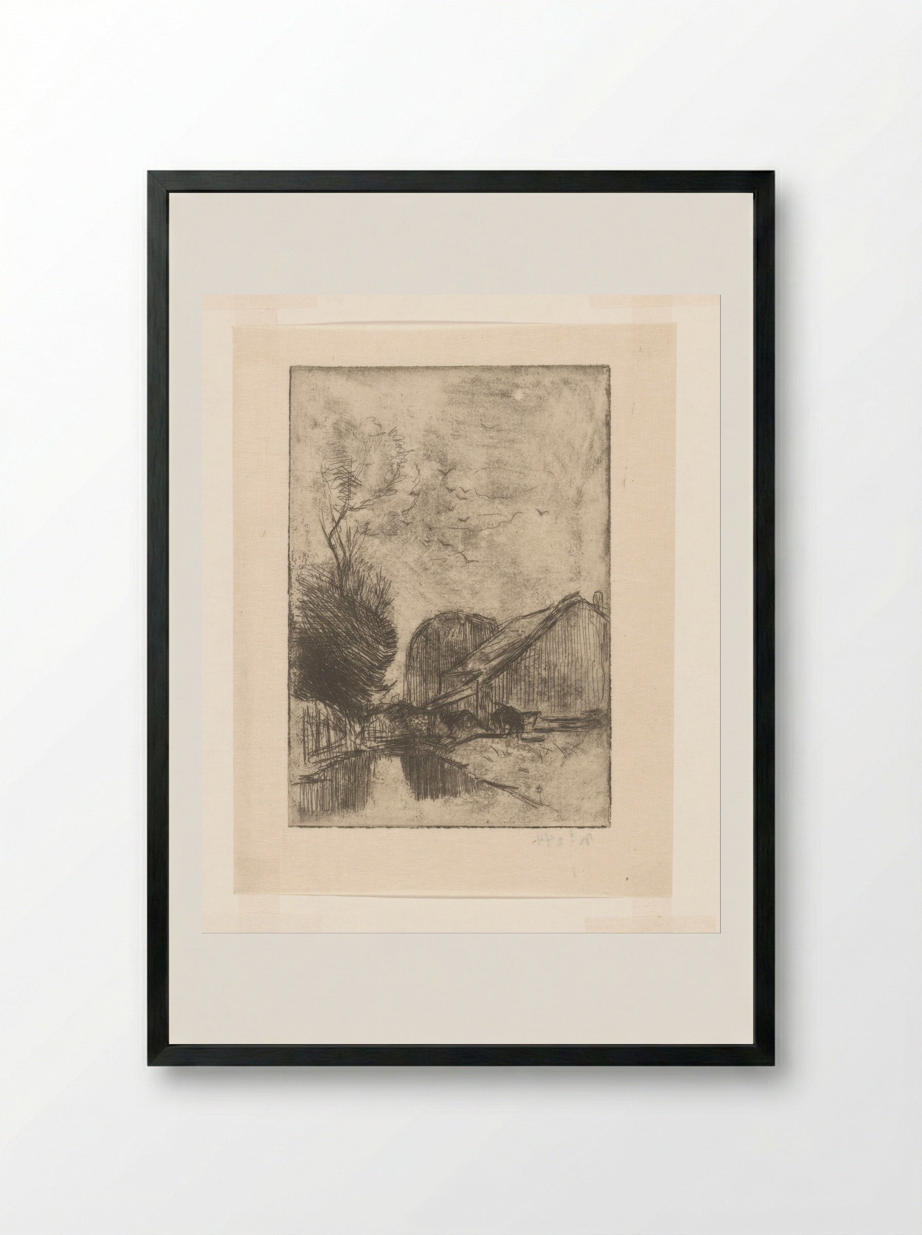 Vaart met gebouwen - Philip Zilcken - Framed Print Black