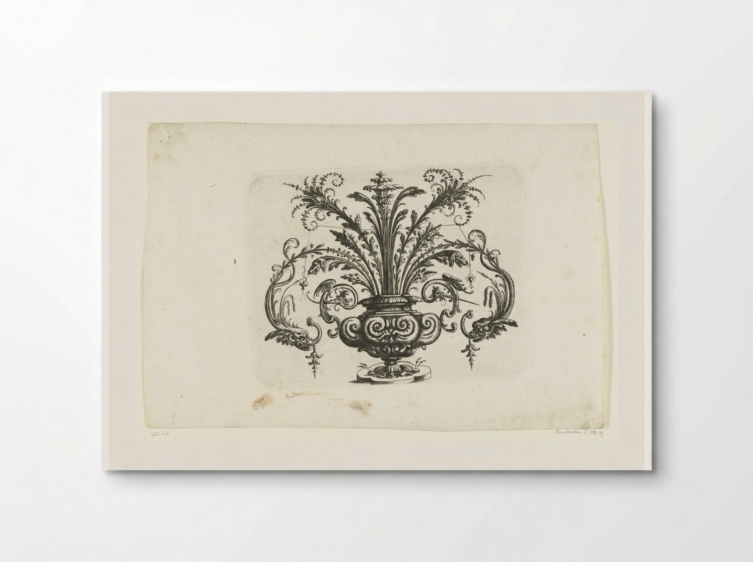 Vaas met bloemen en ranken - Christoph Jamnitzer - Poster