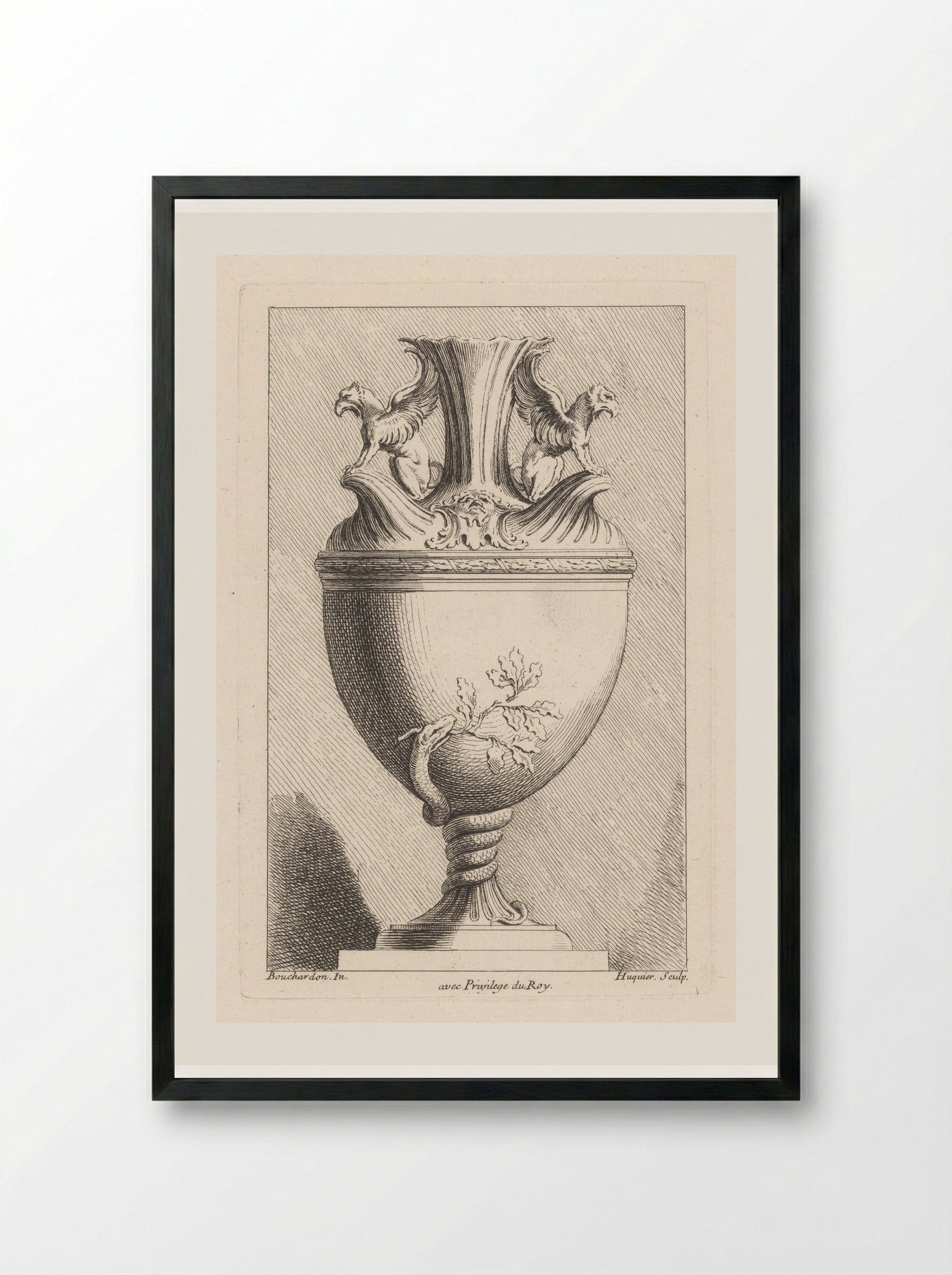 Vaas met griffioenen - Gabriel Huquier - Framed Print Black