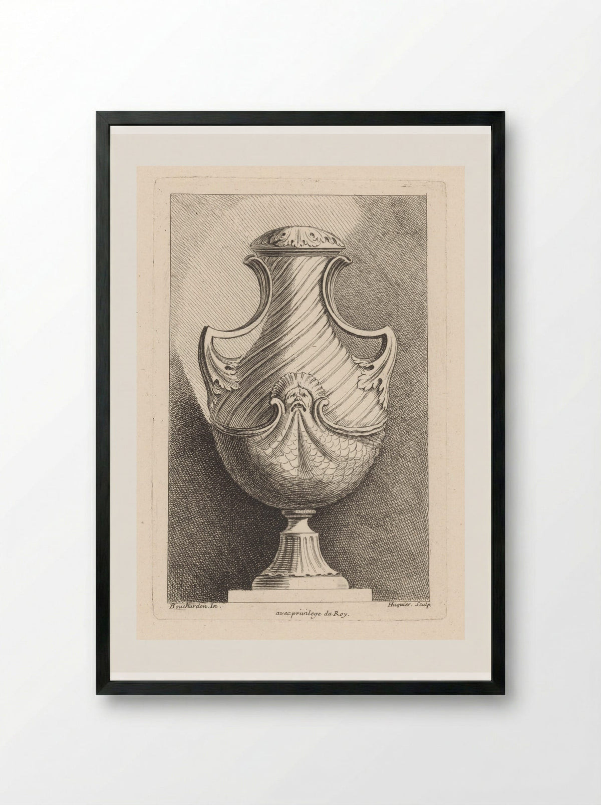 Vaas met masker - Gabriel Huquier - Framed Print Black