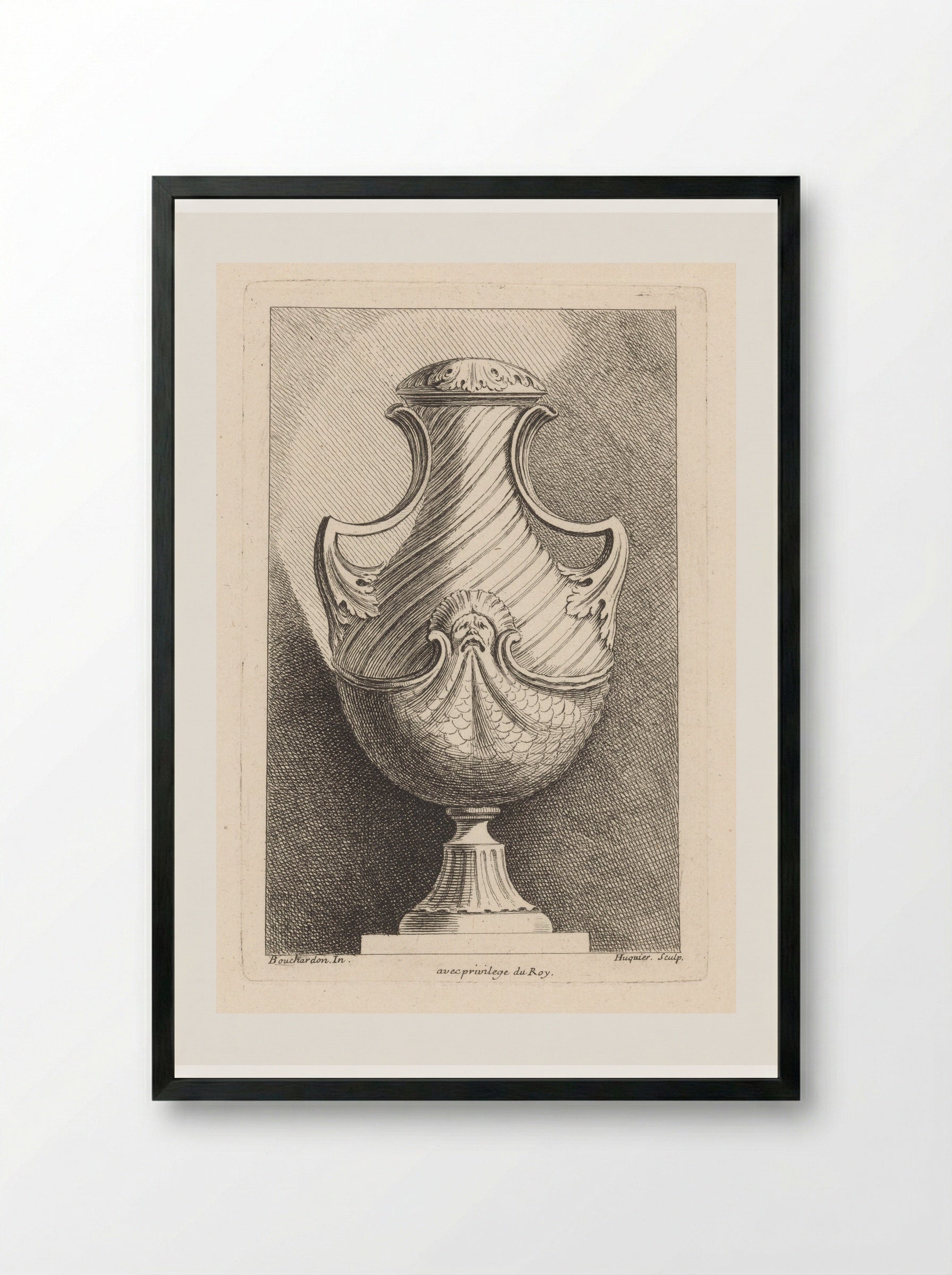 Vaas met masker - Gabriel Huquier - Framed Print Black
