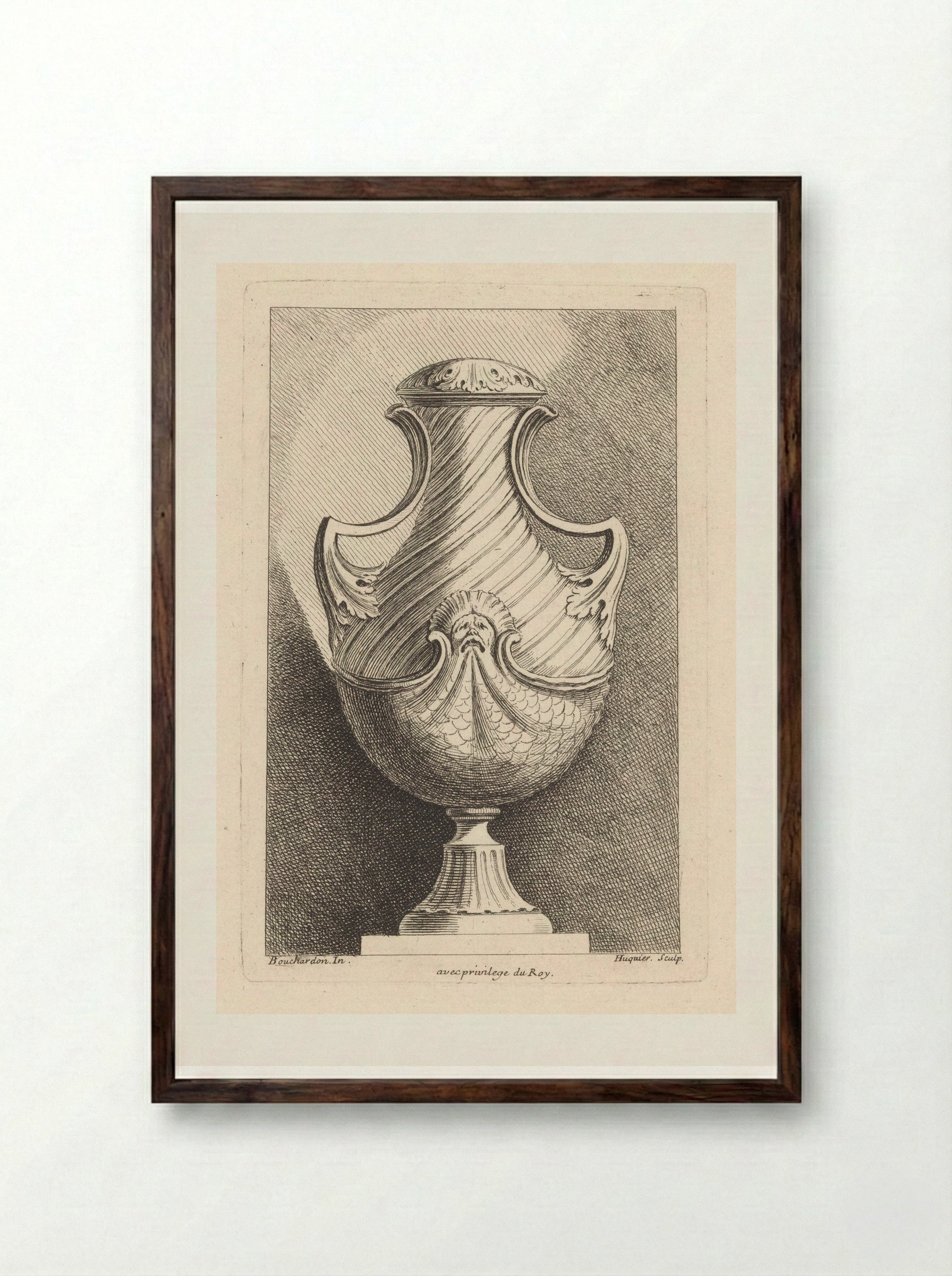 Vaas met masker - Gabriel Huquier - Framed Print Dark Wood