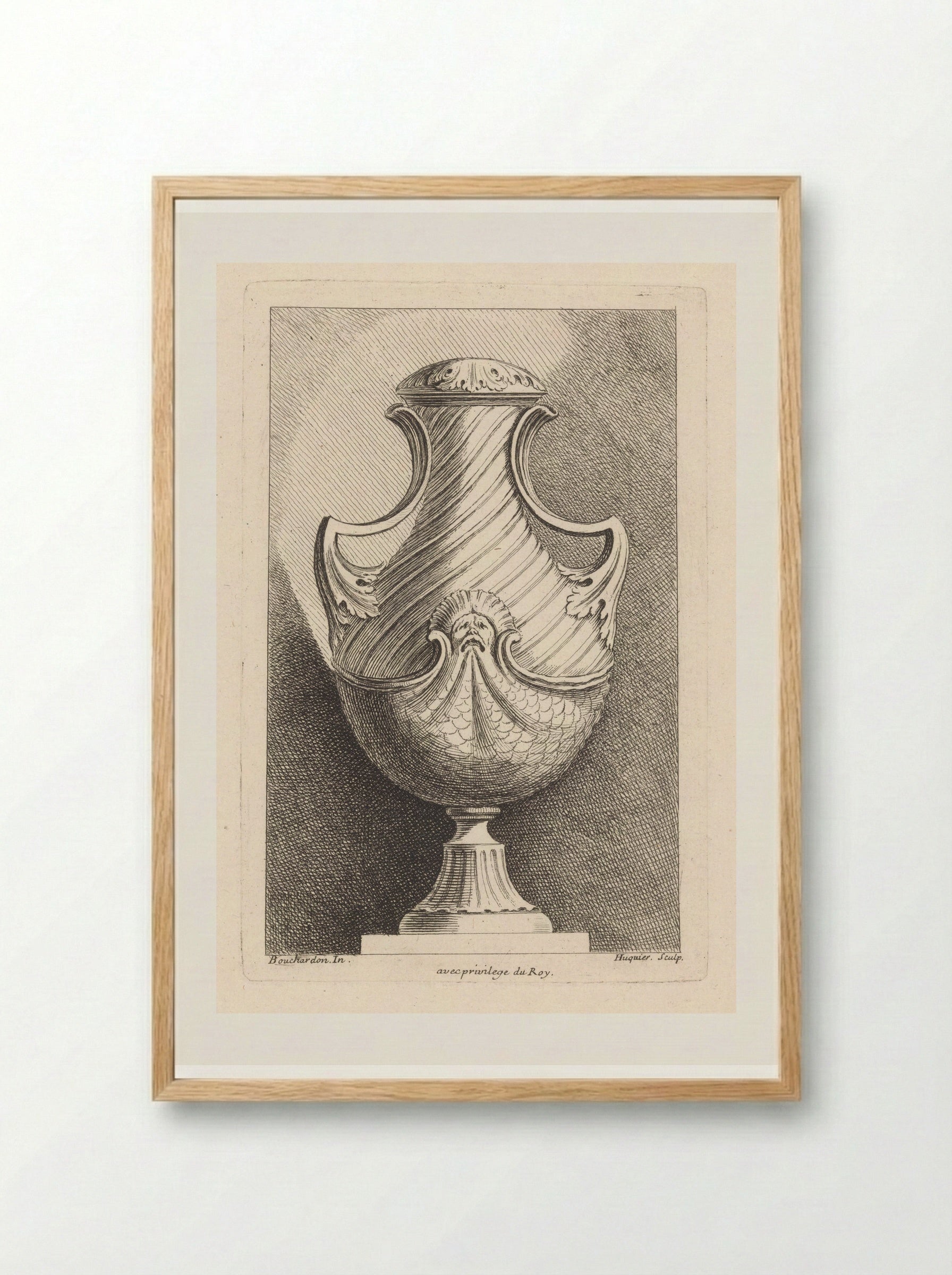 Vaas met masker - Gabriel Huquier - Framed Print Wood