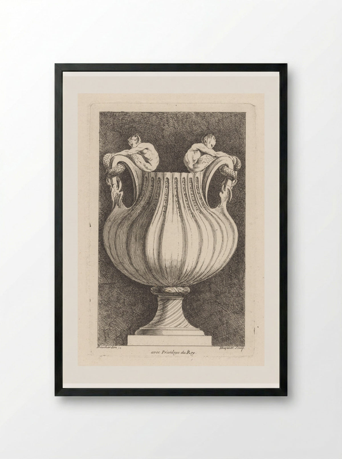 Vaas met meermannen - Gabriel Huquier - Framed Print Black