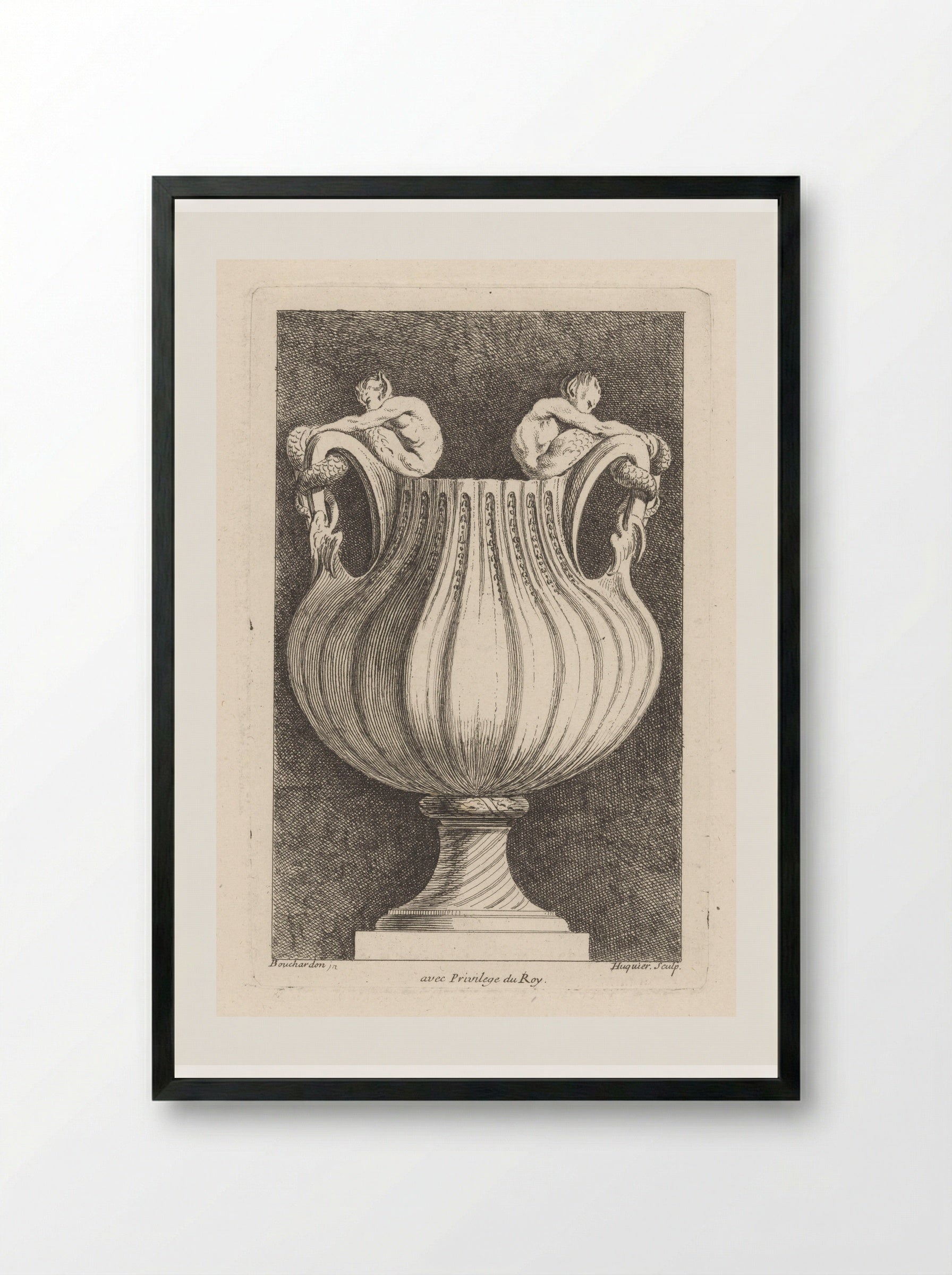 Vaas met meermannen - Gabriel Huquier - Framed Print Black