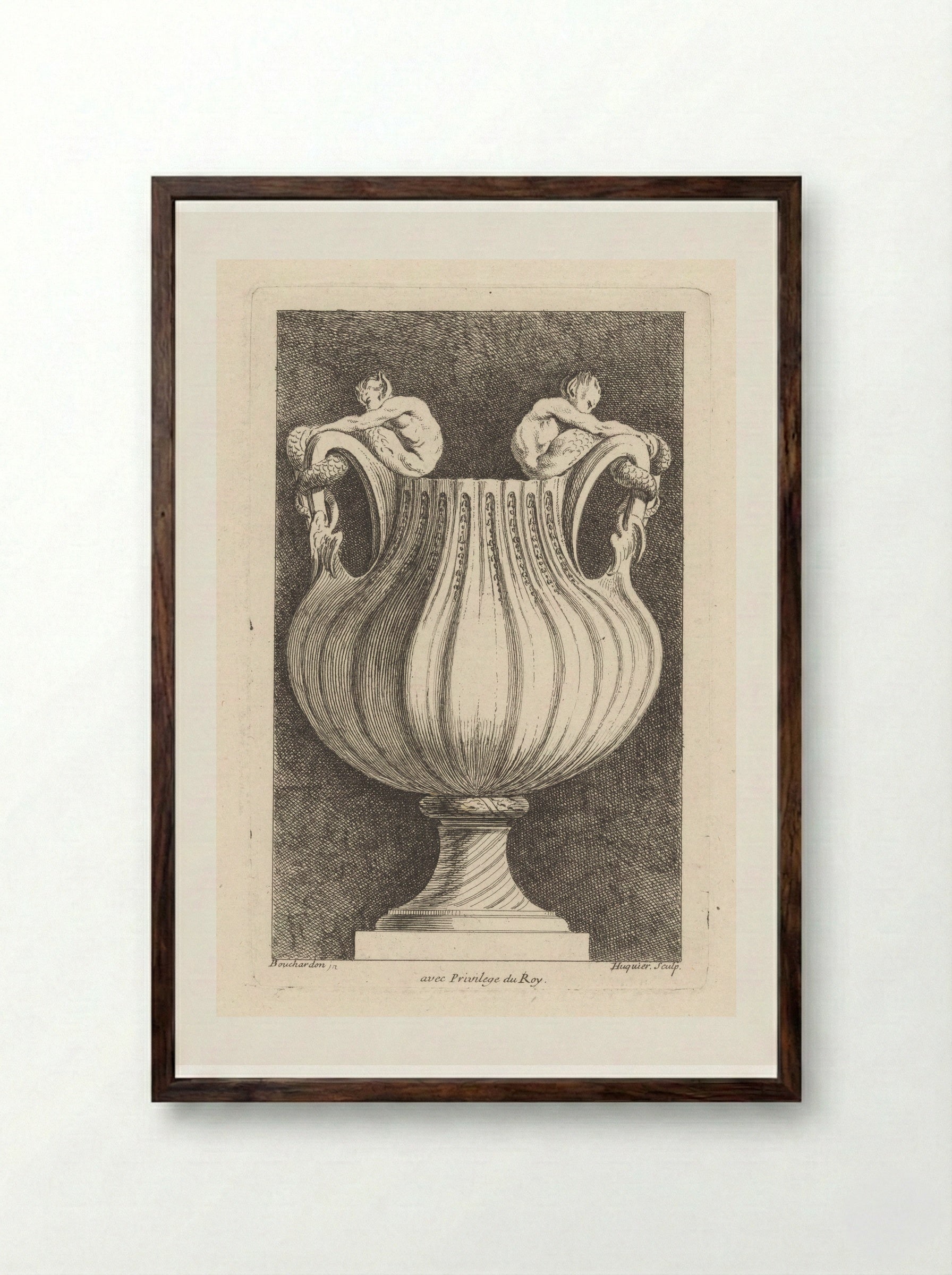 Vaas met meermannen - Gabriel Huquier - Framed Print Dark Wood