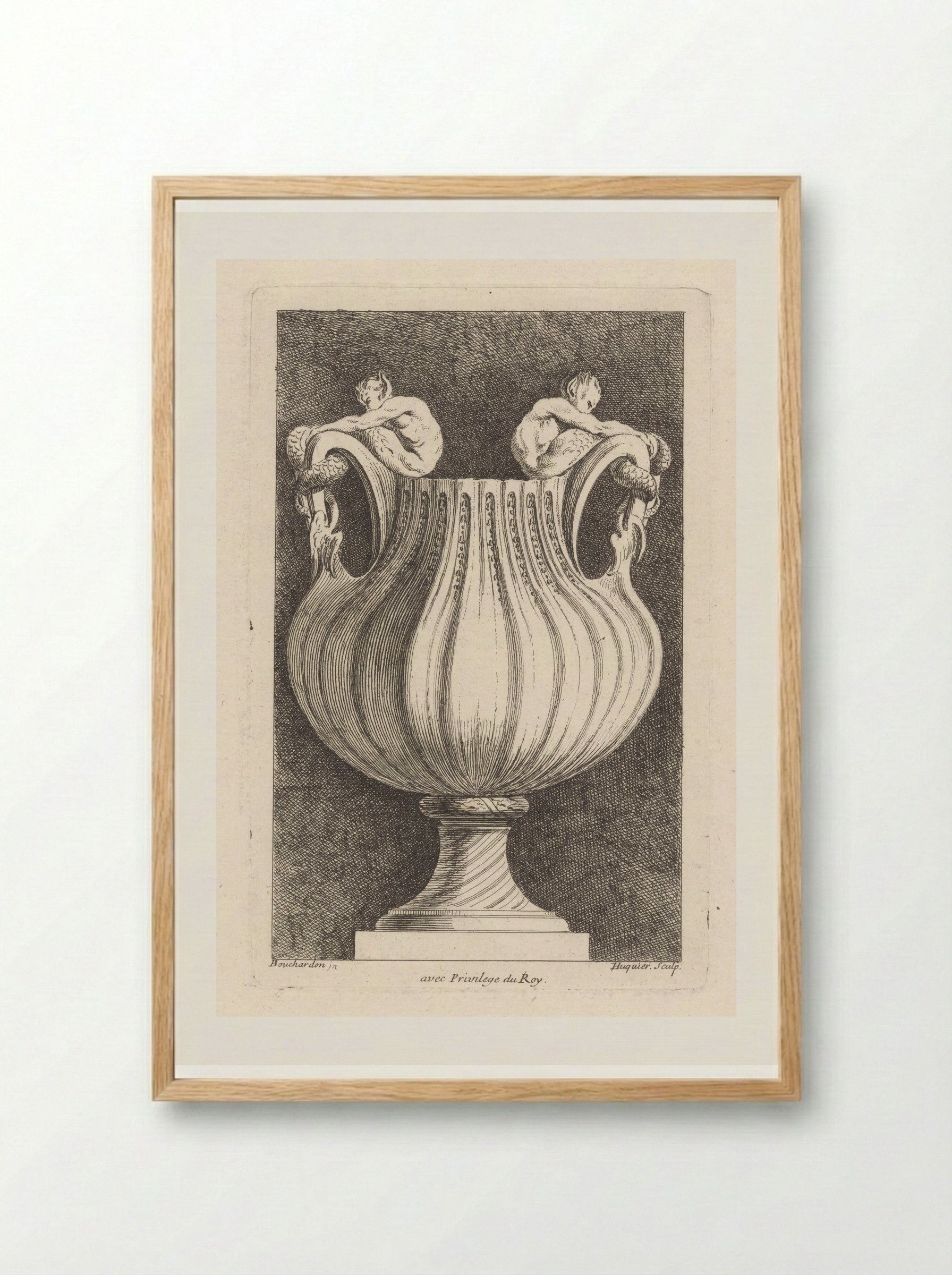 Vaas met meermannen - Gabriel Huquier - Framed Print Wood