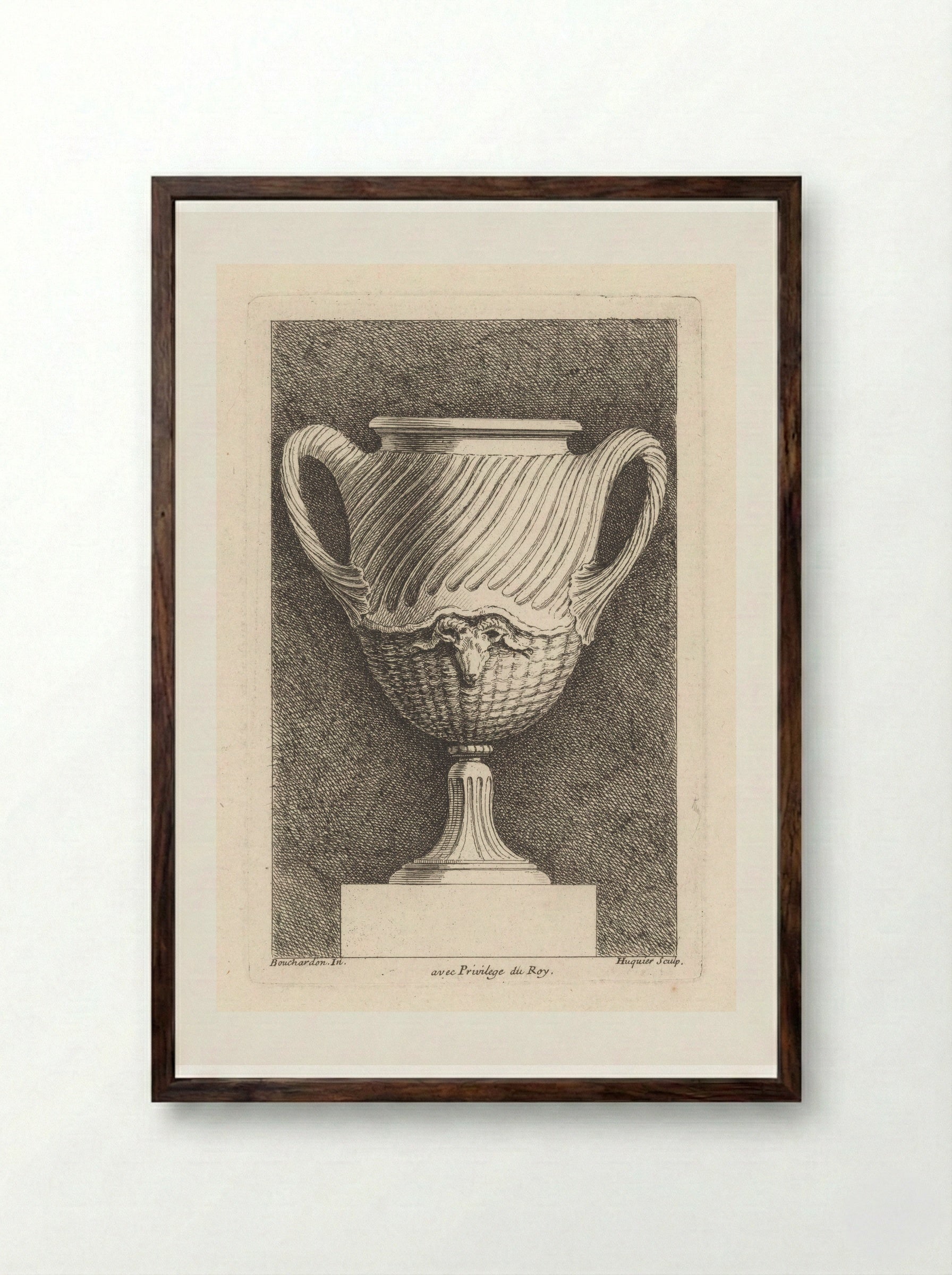 Vaas met ramskop - Gabriel Huquier - Framed Print Dark Wood