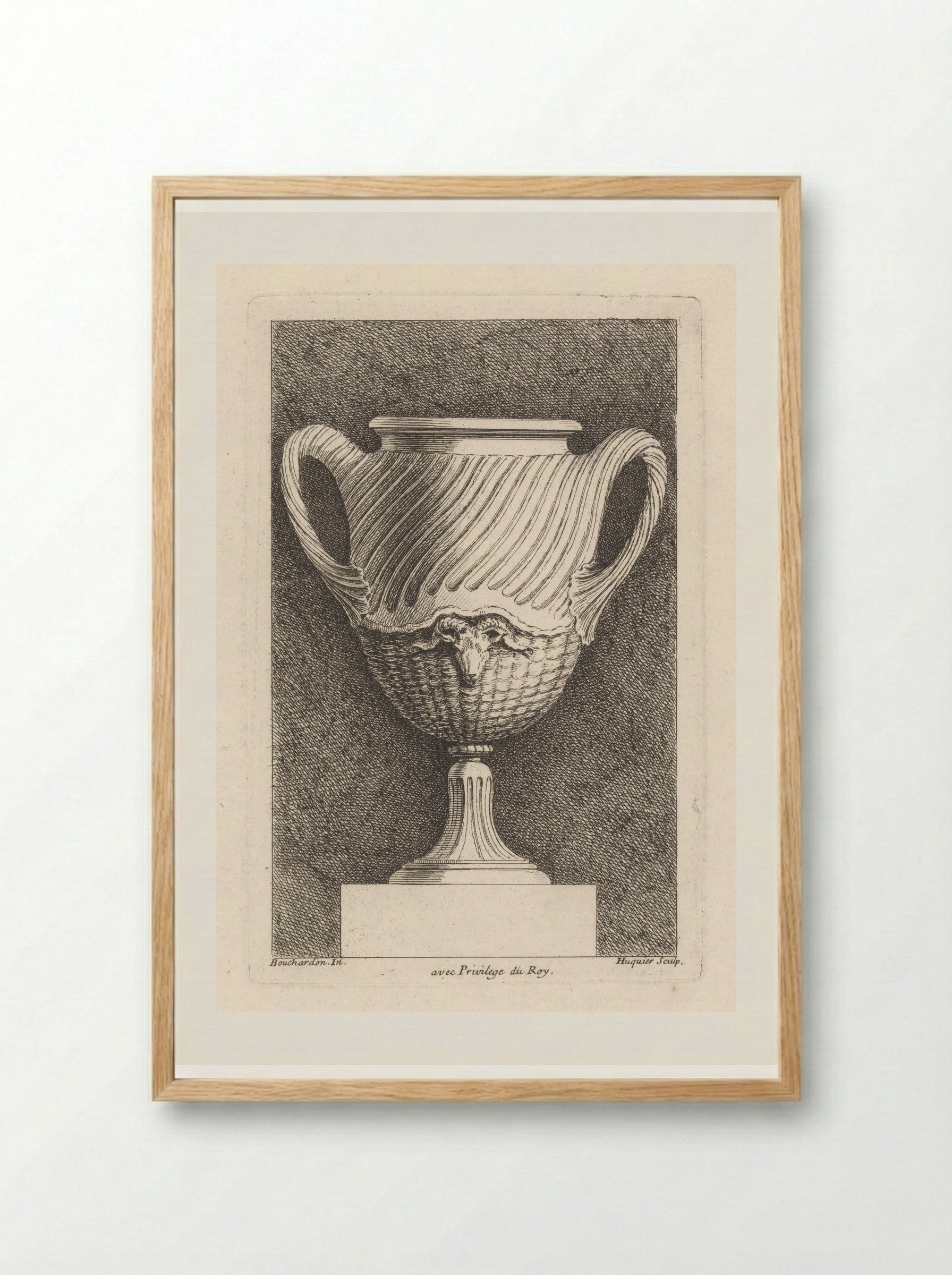 Vaas met ramskop - Gabriel Huquier - Framed Print Wood