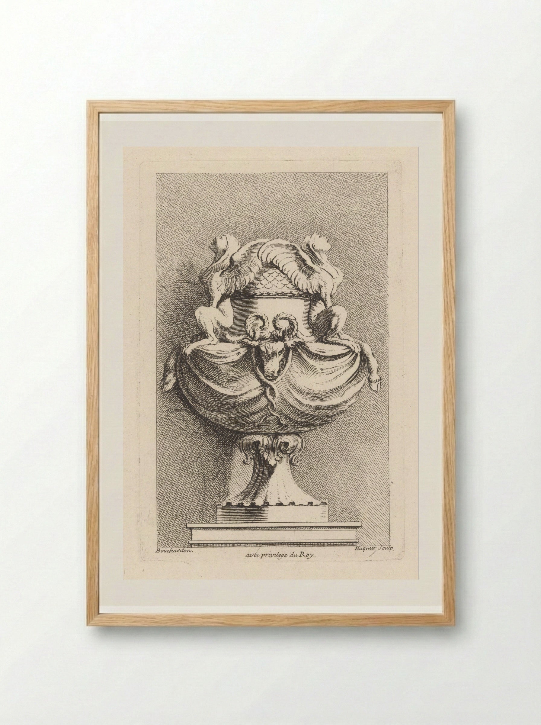 Vaas met sfinxen - Gabriel Huquier - Framed Print Wood