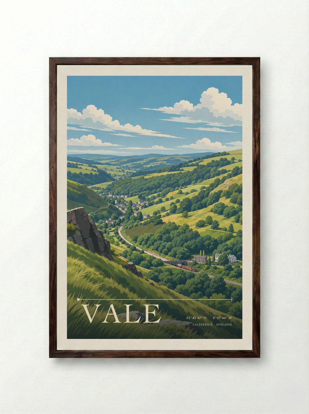 Vale, Calderdale | Travel Poster - Framed Print Dark Wood