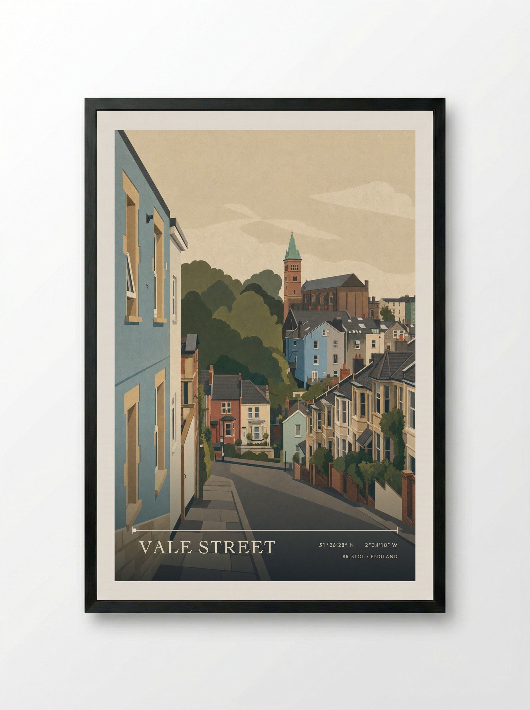 Vale Street Bristol England Travel Poster - Framed Print Black