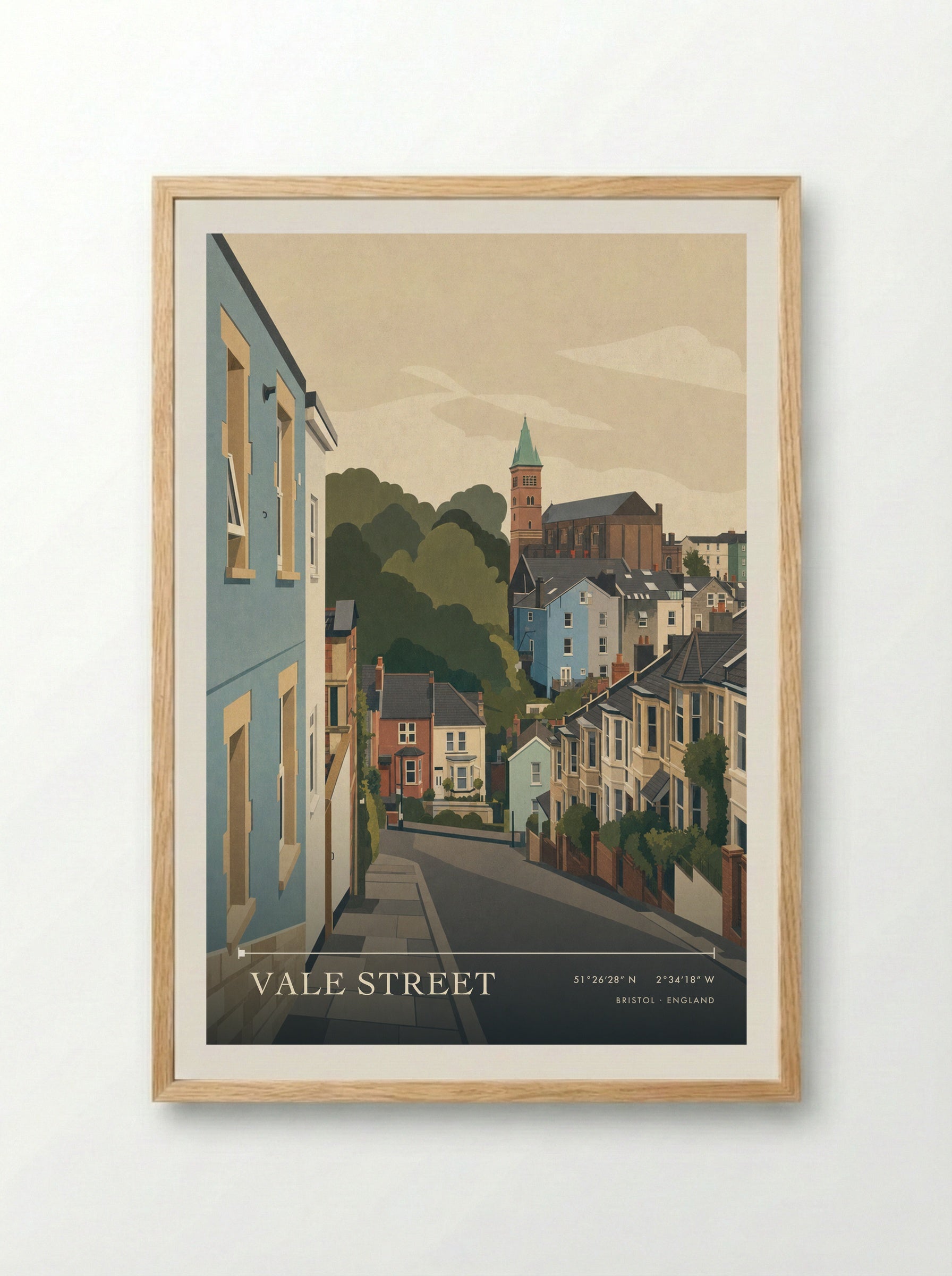 Vale Street Bristol England Travel Poster - Framed Print Wood