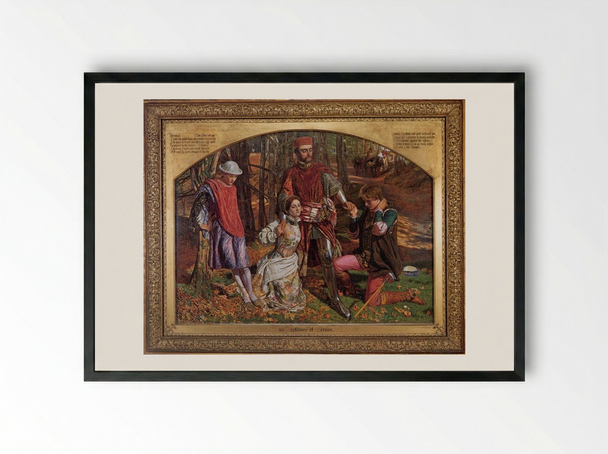 Valentine Rescuing Silvia from Proteus - William Holman Hunt - Framed Print Black