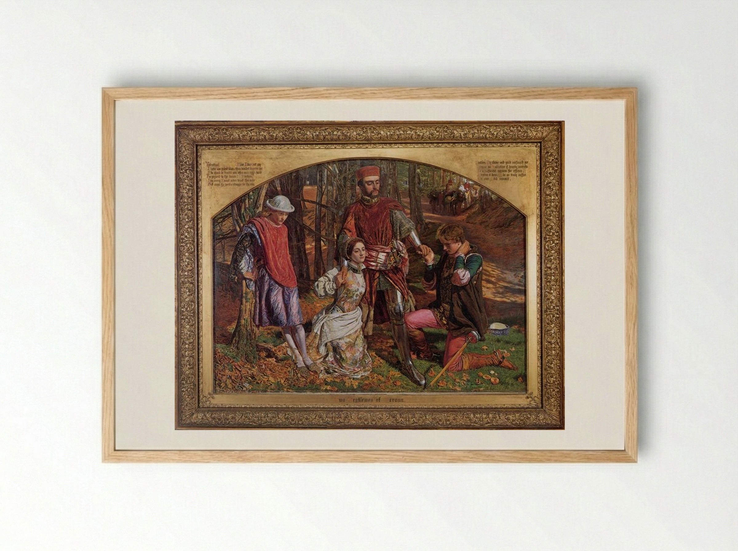 Valentine Rescuing Silvia from Proteus - William Holman Hunt - Framed Print Wood