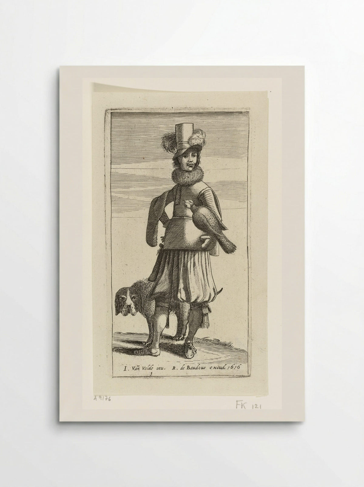Valkenier met jachthond - Jan van de Velde II - Poster