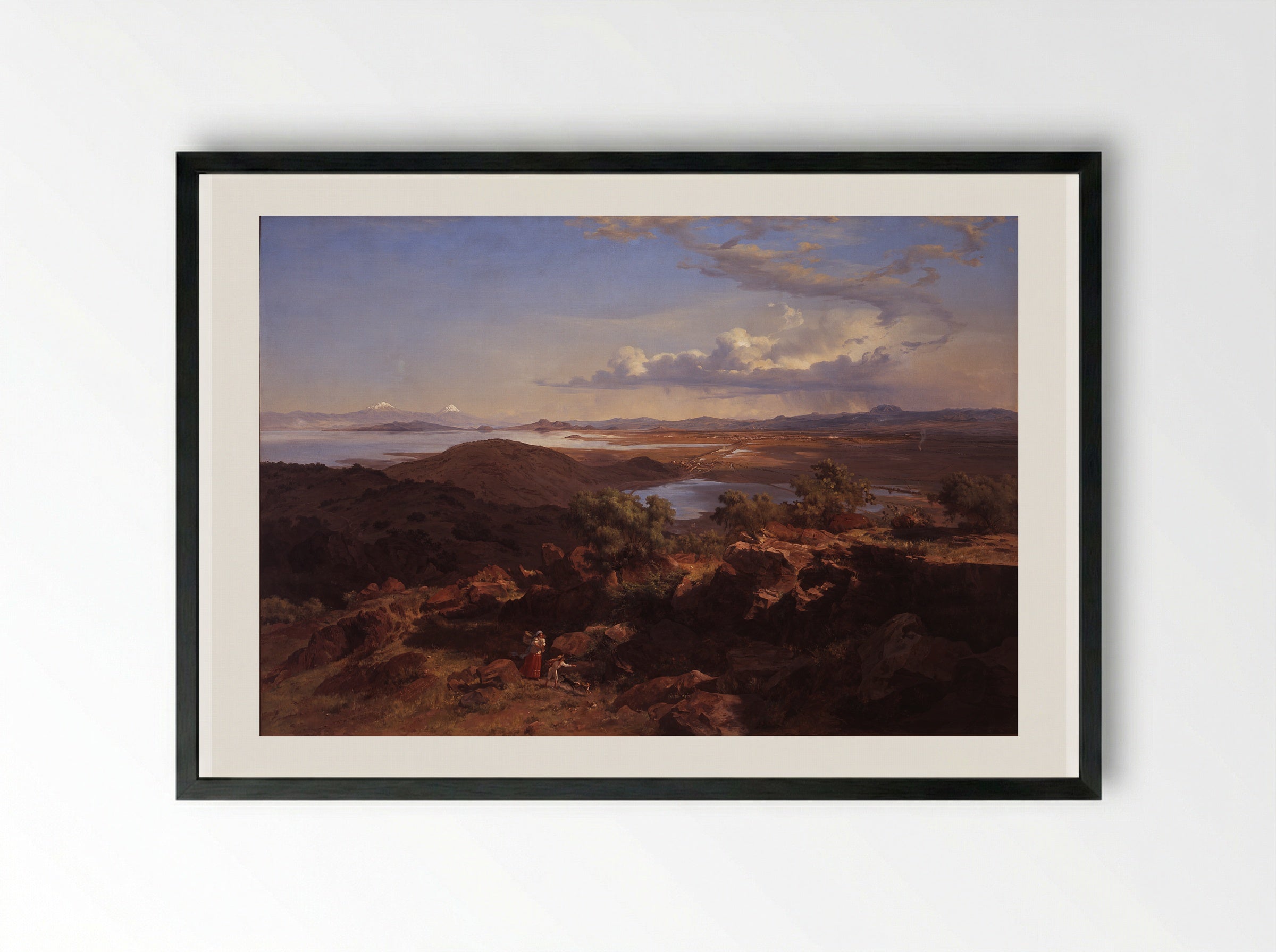 Valle de México desde el cerro de Santa Isabel - José María Velasco - Framed Print Black