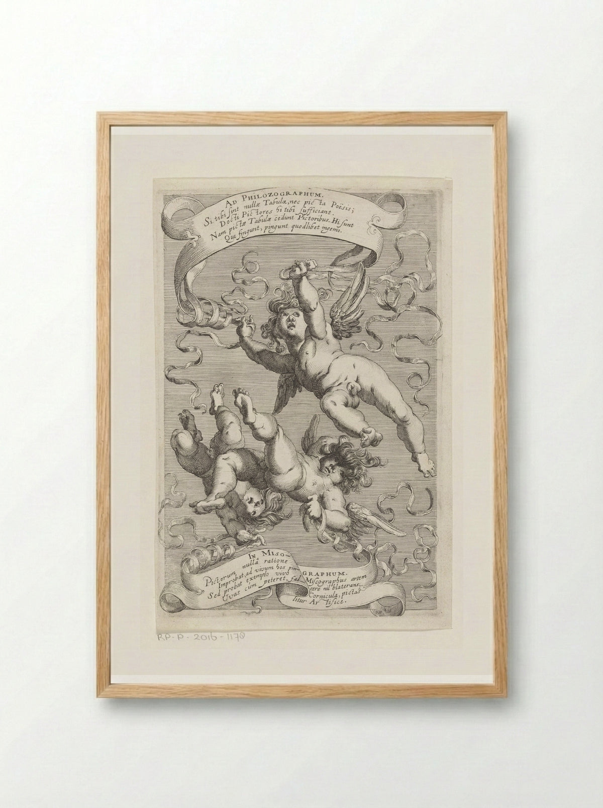 Vallende putti - Hendrick Hondius (I) - Framed Print Wood