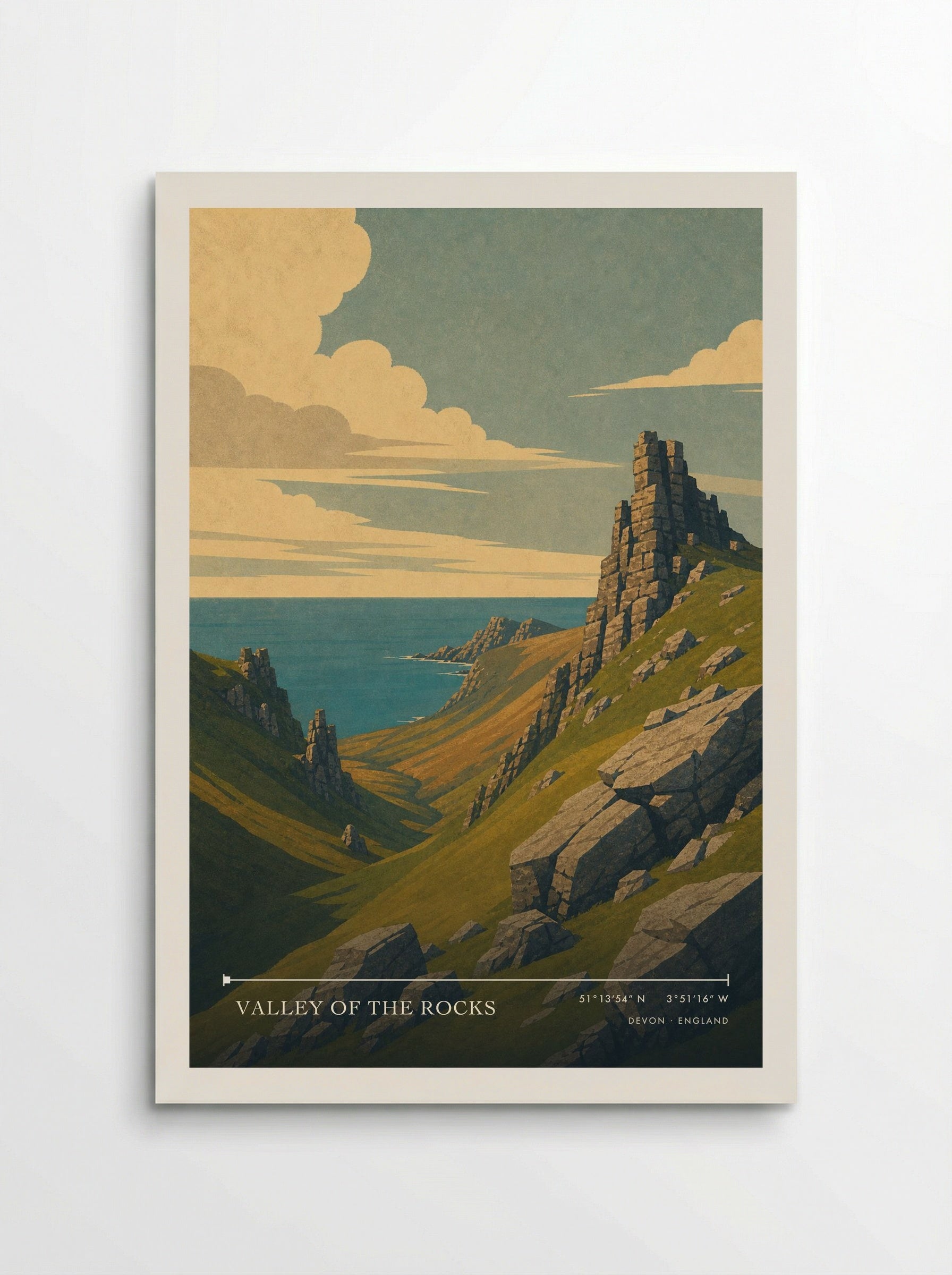 Valley of the Rocks Devon England Travel Poster - Poster
