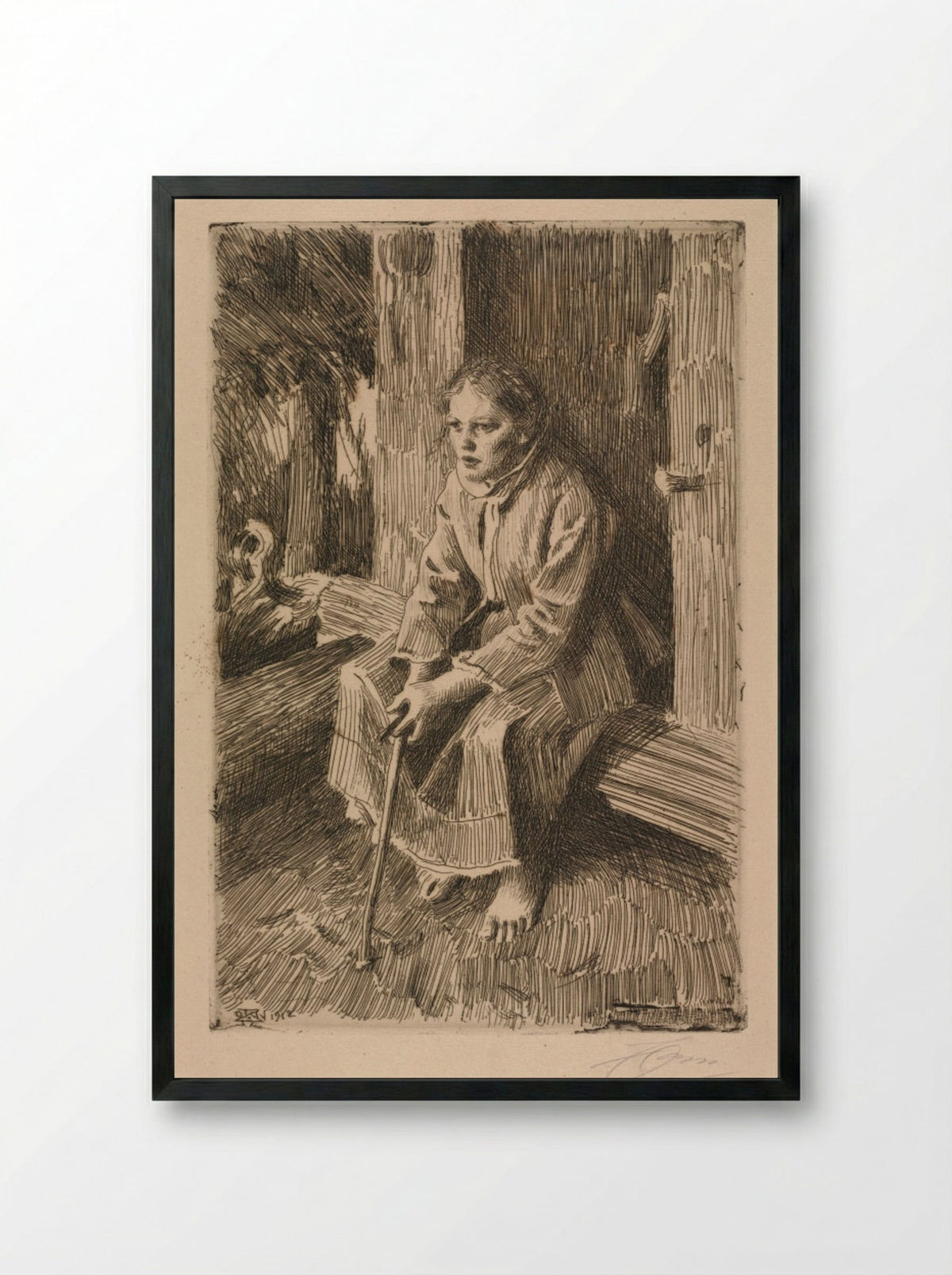 Vallkulla - Anders Zorn - Framed Print Black