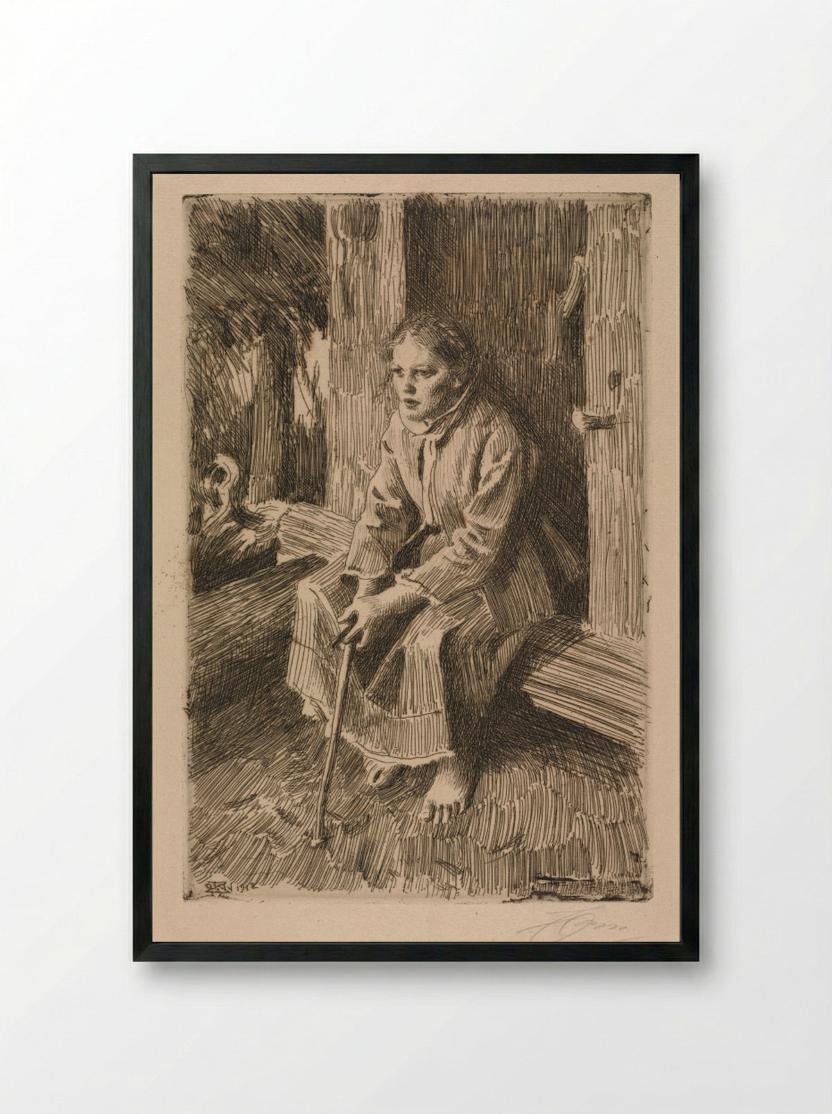 Vallkulla - Anders Zorn - Framed Print Black