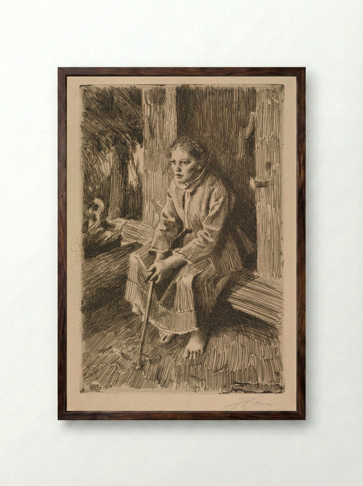 Vallkulla - Anders Zorn - Framed Print Dark Wood
